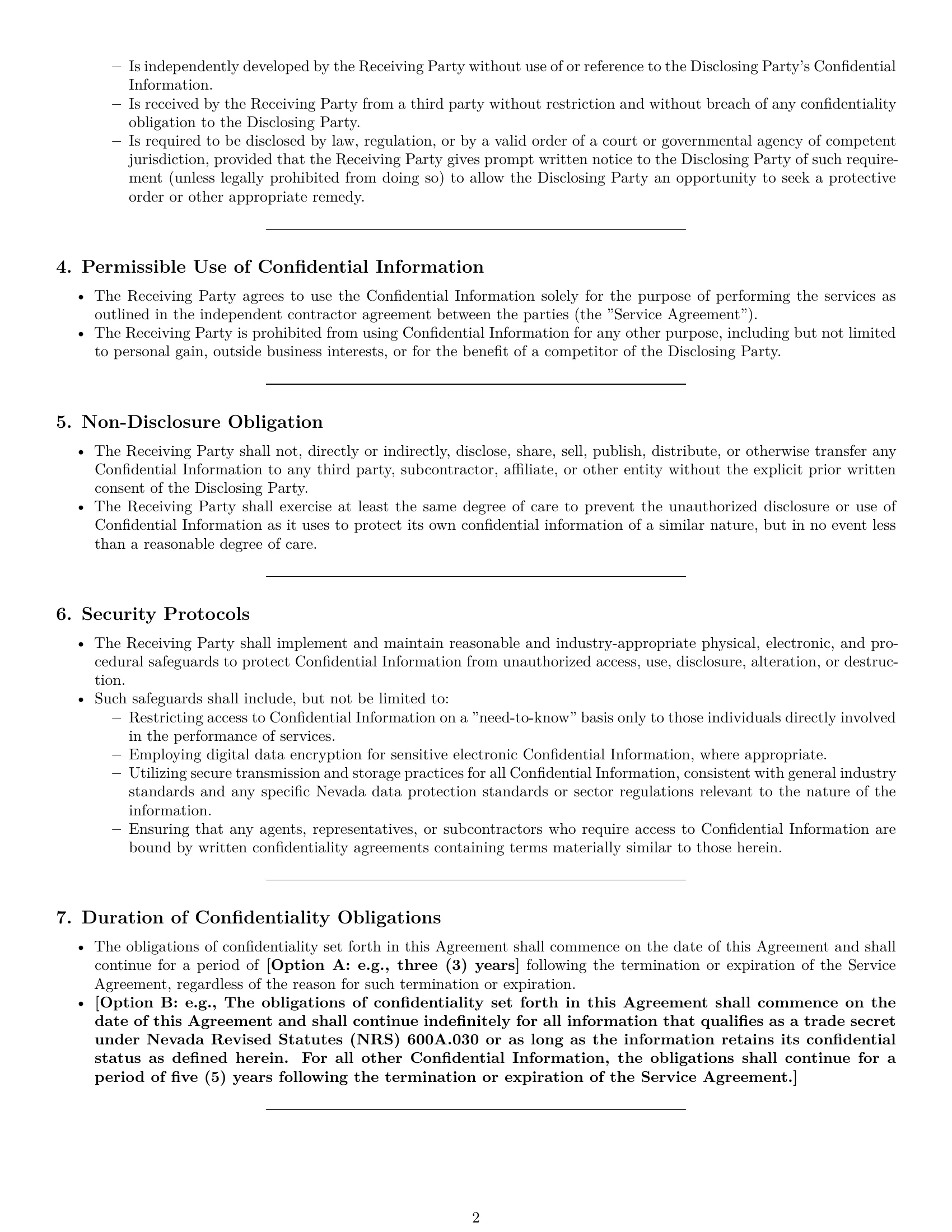 Preview page 2 of Pro Nevada independent contractor nda template