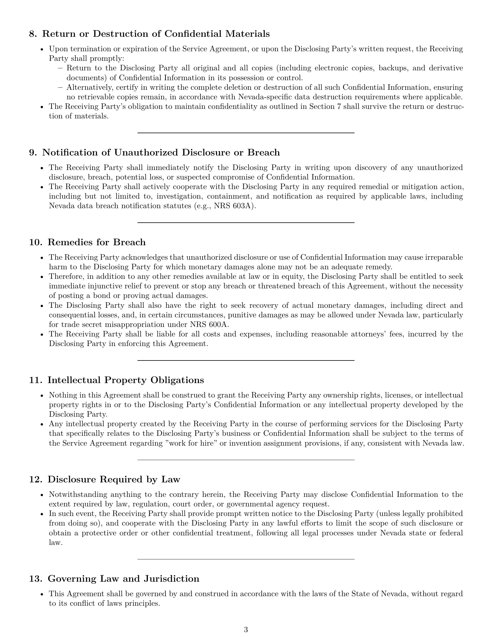 Preview page 3 of Pro Nevada independent contractor nda template