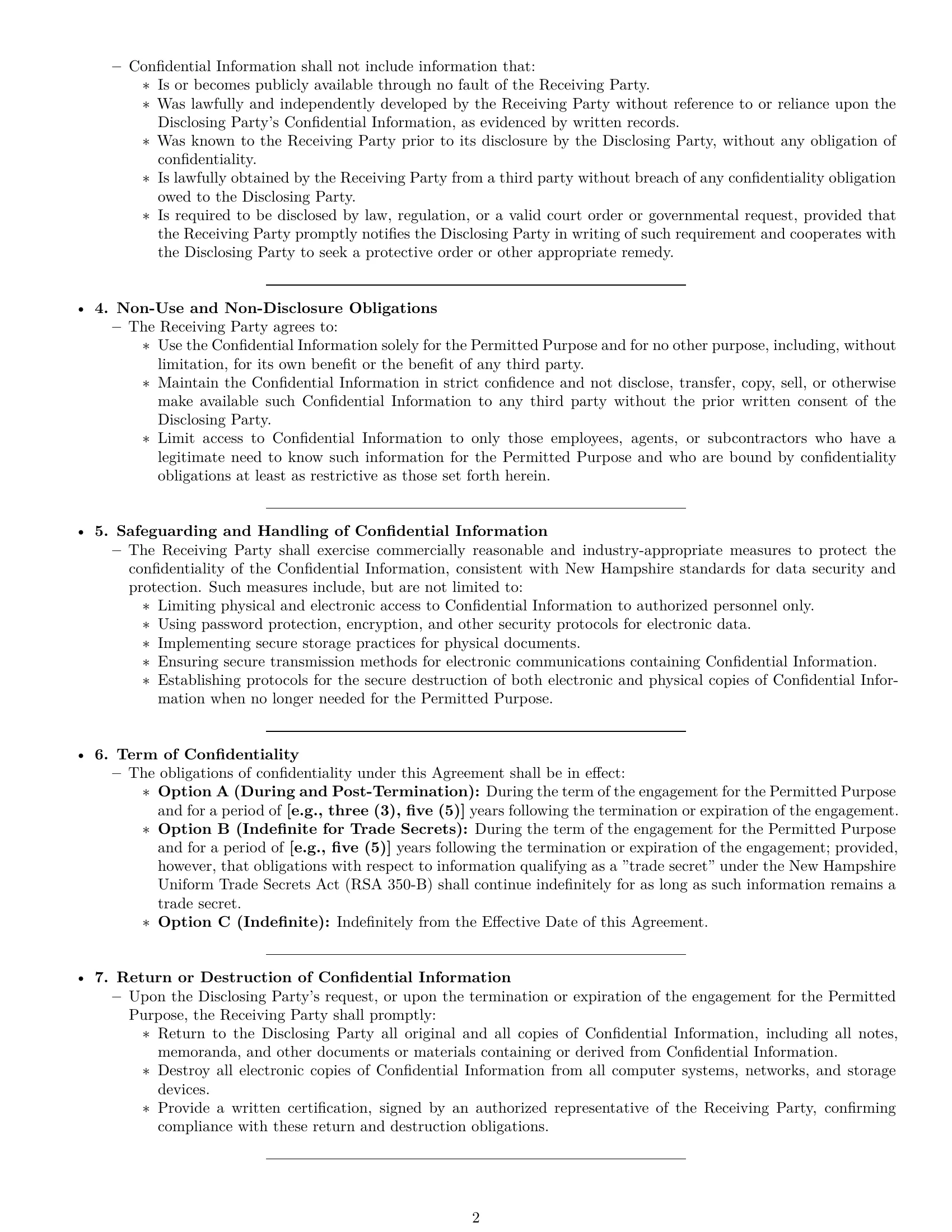 Preview page 2 of Pro New Hampshire independent contractor nda template