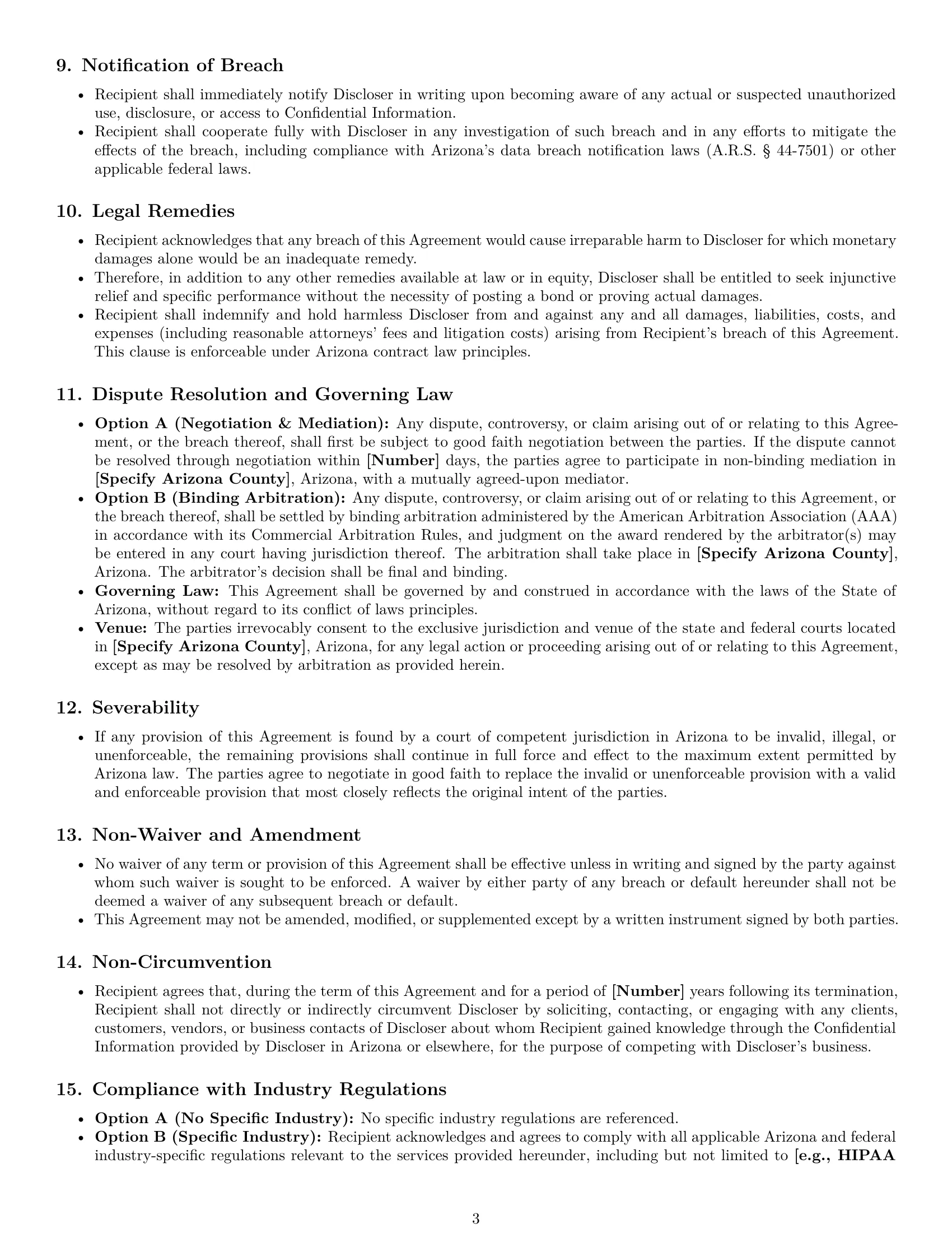 Preview page 3 of Pro Arizona independent contractor nda template