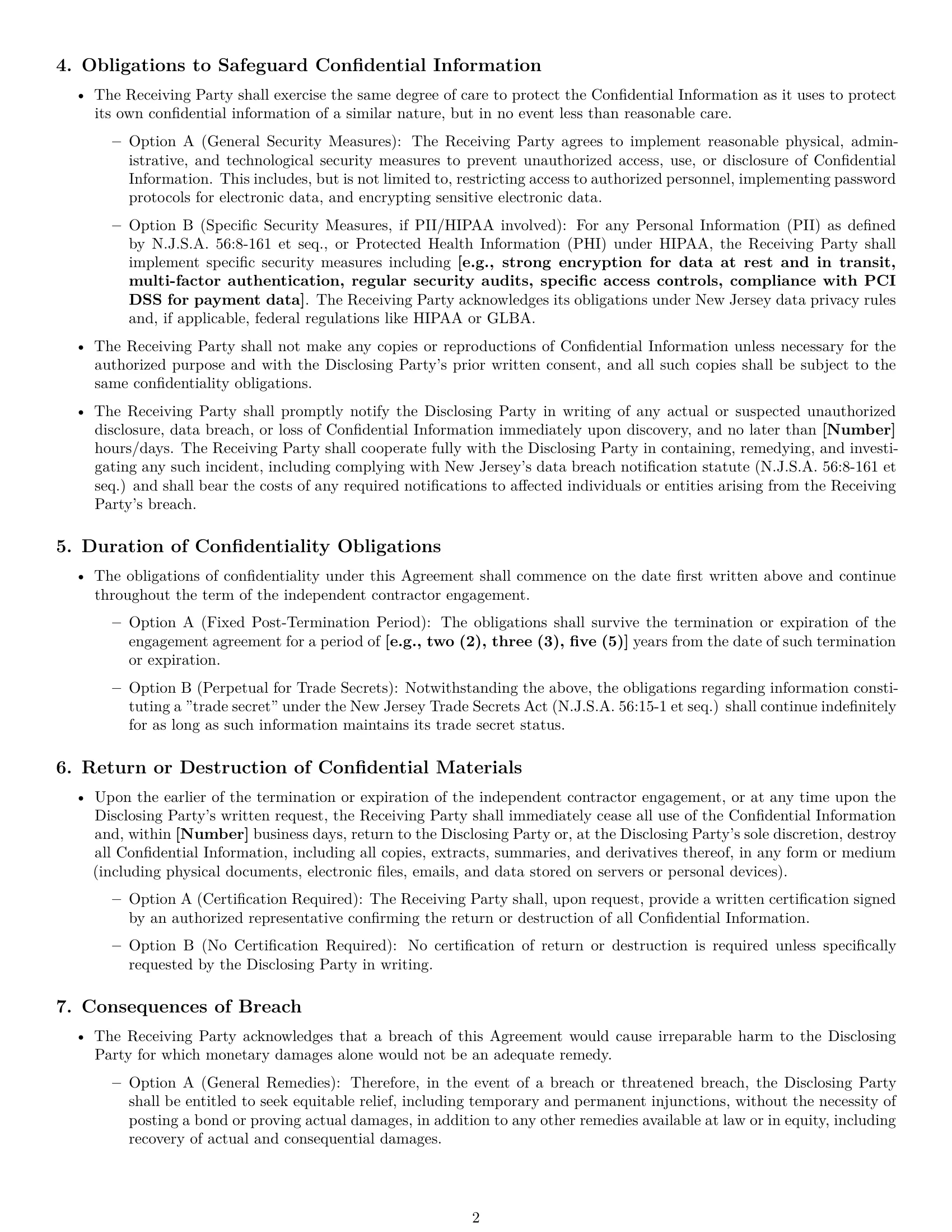 Preview page 2 of Pro New Jersey independent contractor nda template