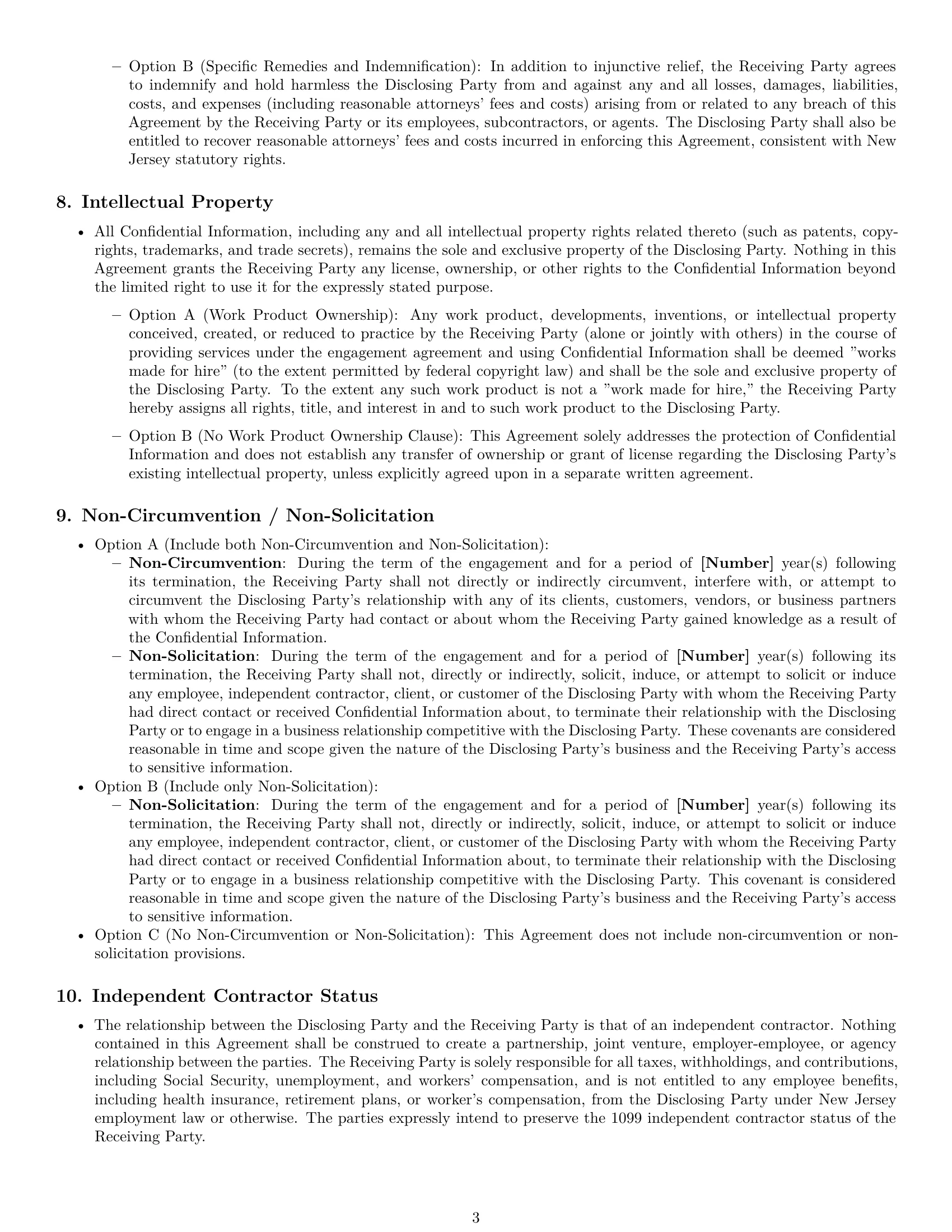 Preview page 3 of Pro New Jersey independent contractor nda template
