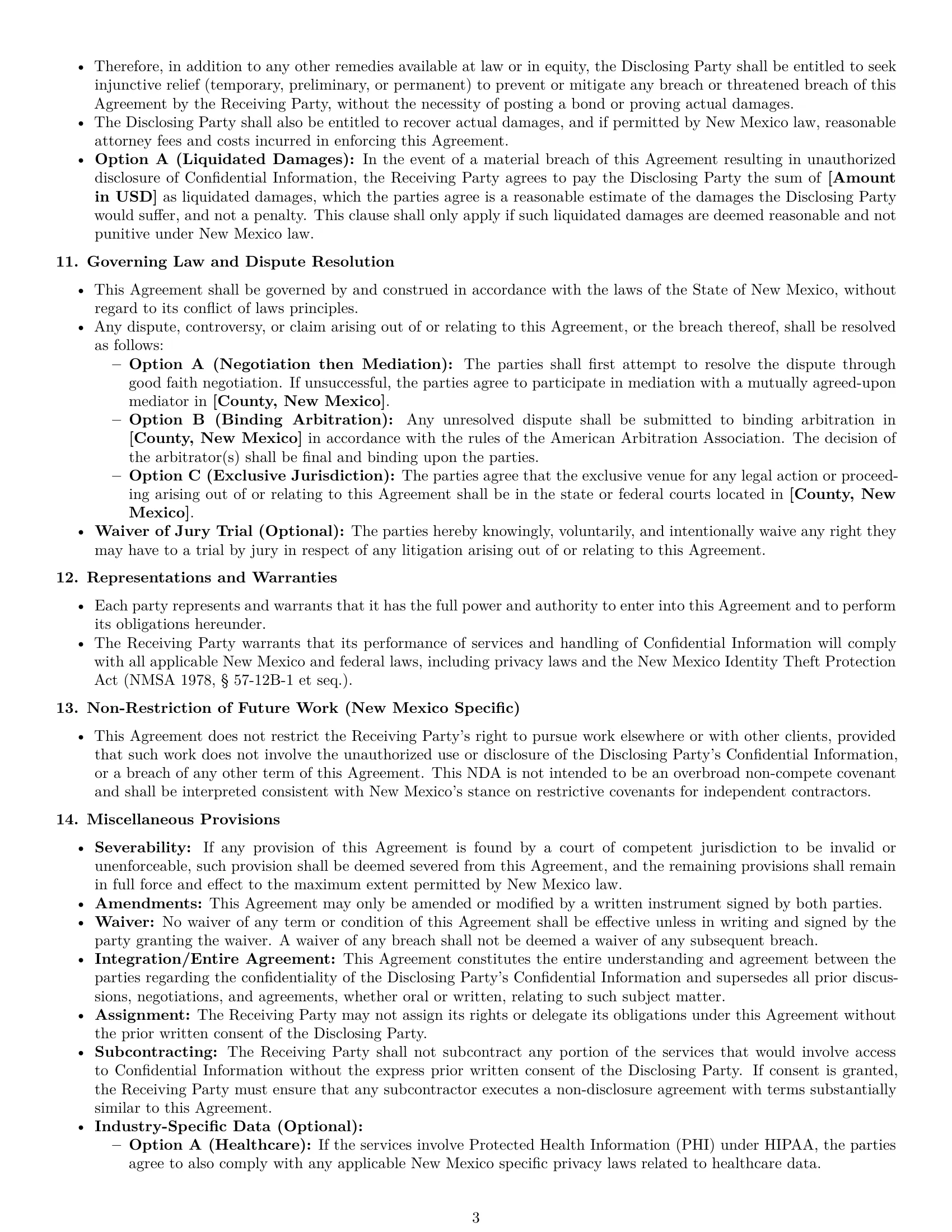 Preview page 3 of Pro New Mexico independent contractor nda template
