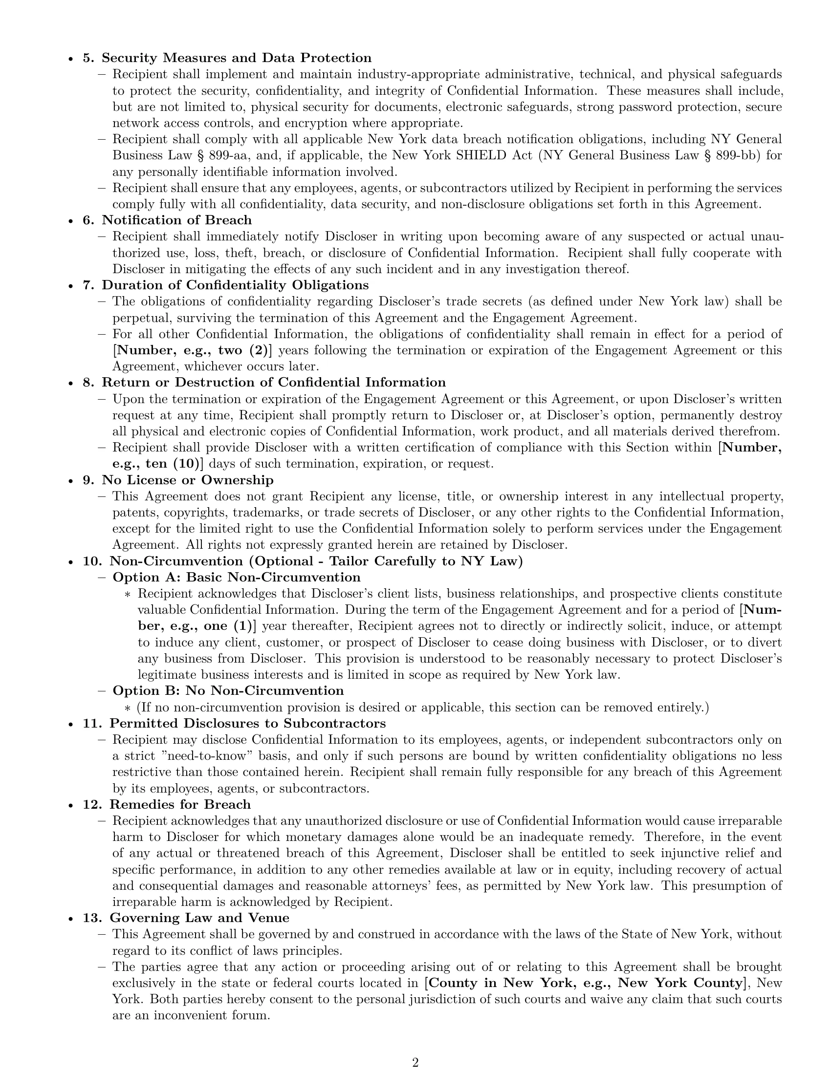 Preview page 2 of Pro New York independent contractor nda template
