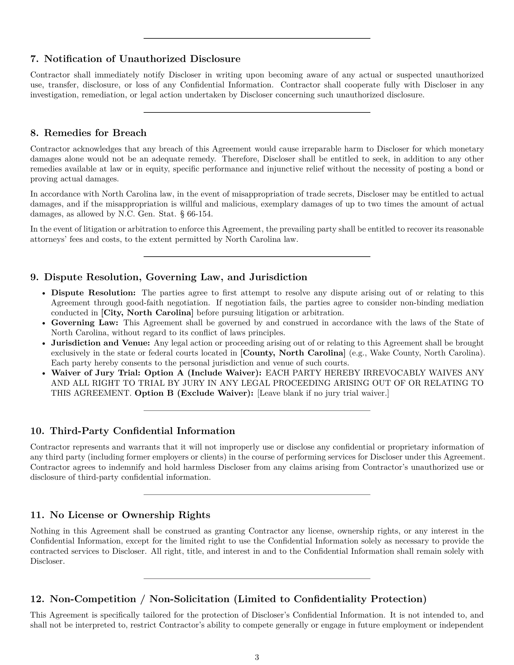 Preview page 3 of Pro North Carolina independent contractor nda template