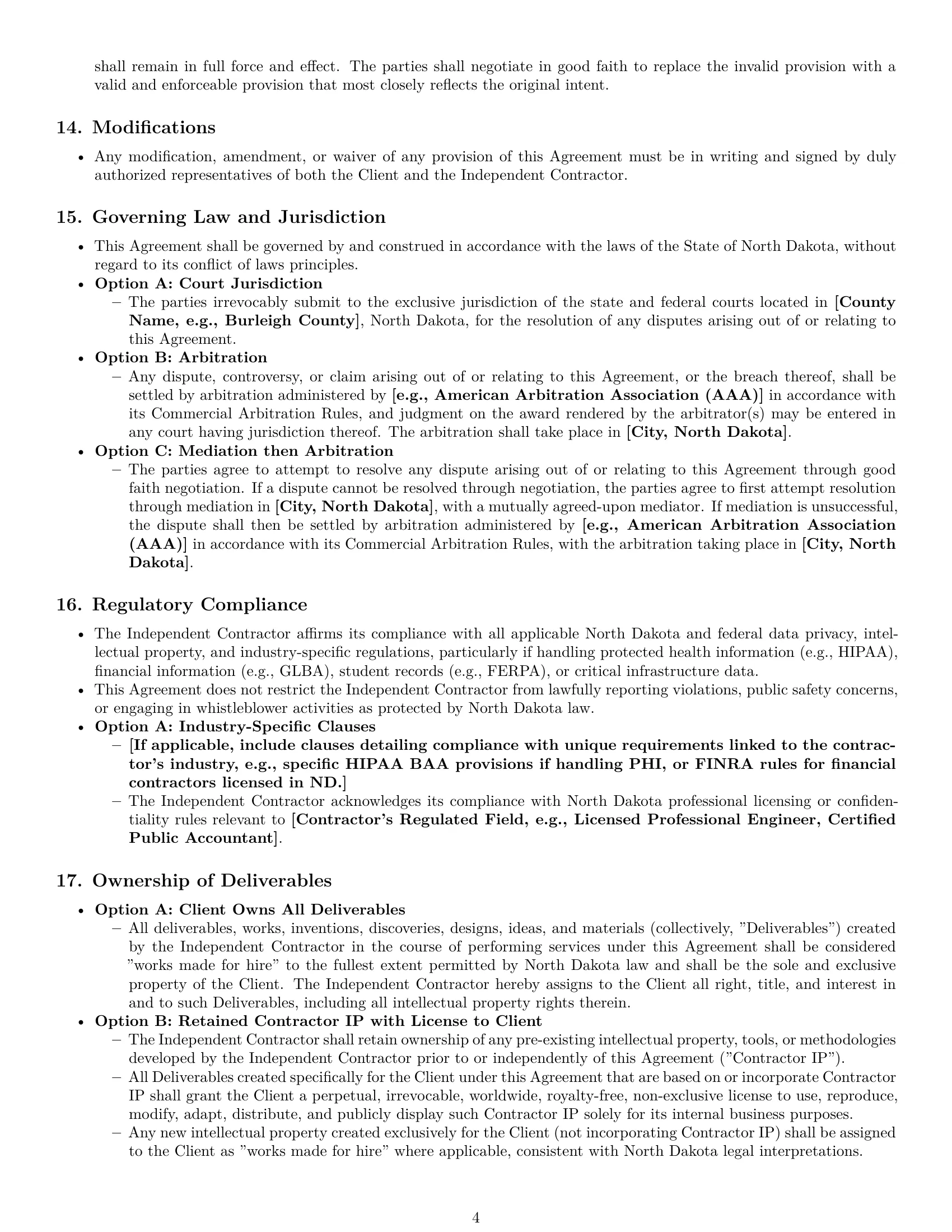 Preview page 4 of Pro North Dakota independent contractor nda template