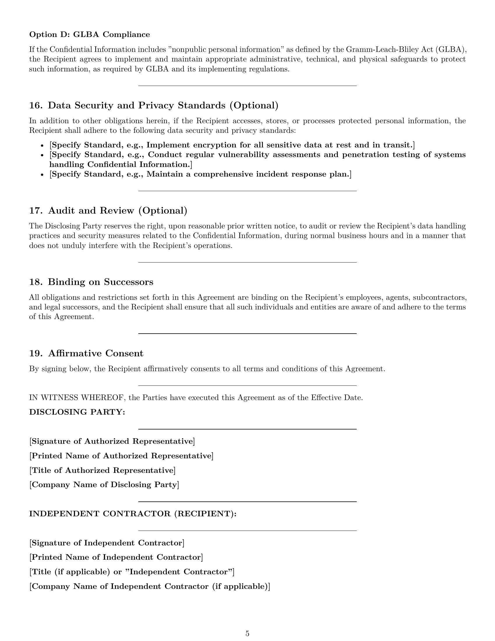 Preview page 5 of Pro Ohio independent contractor nda template