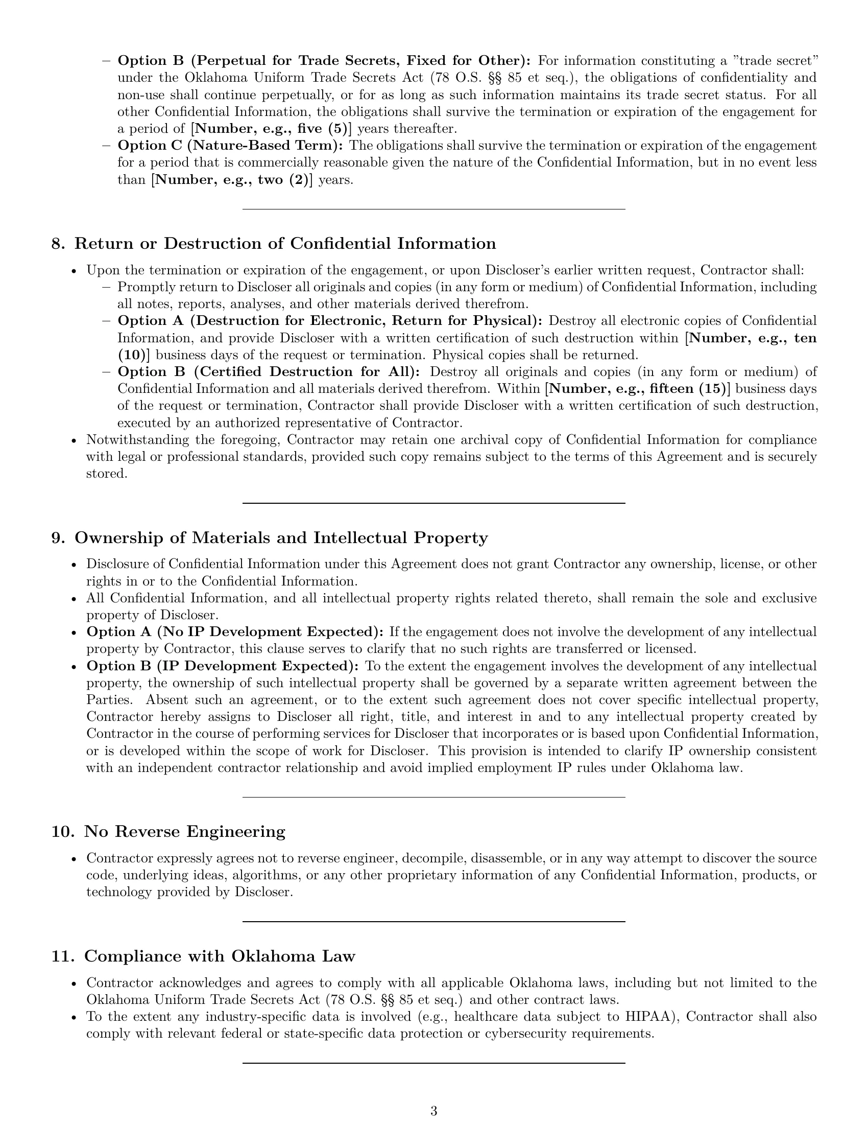 Preview page 3 of Pro Oklahoma independent contractor nda template
