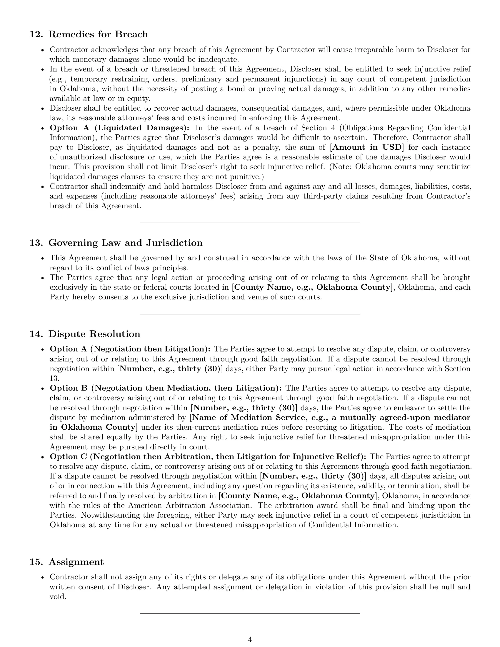 Preview page 4 of Pro Oklahoma independent contractor nda template