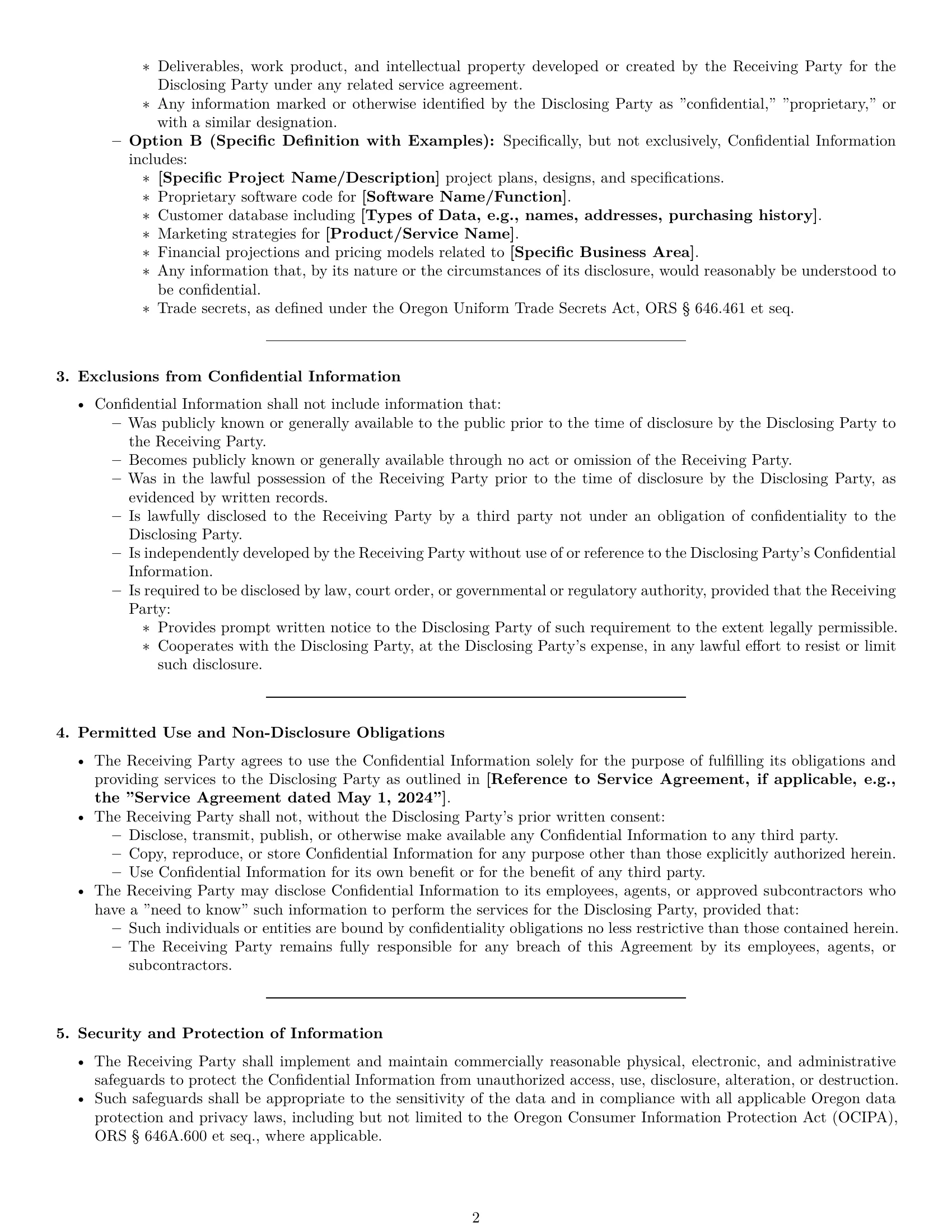 Preview page 2 of Pro Oregon independent contractor nda template