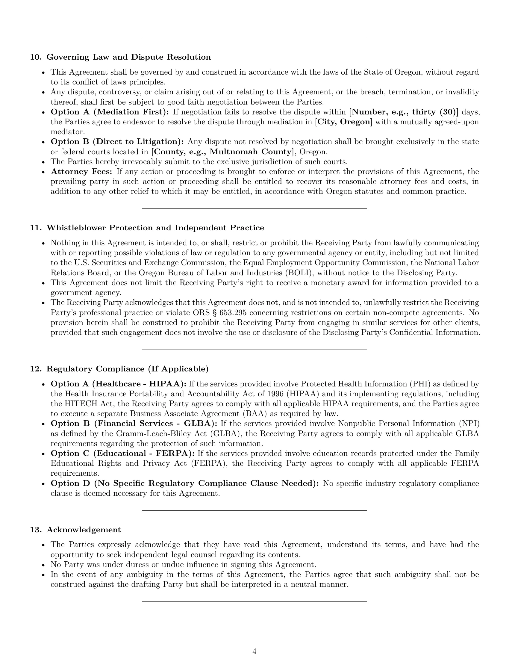 Preview page 4 of Pro Oregon independent contractor nda template