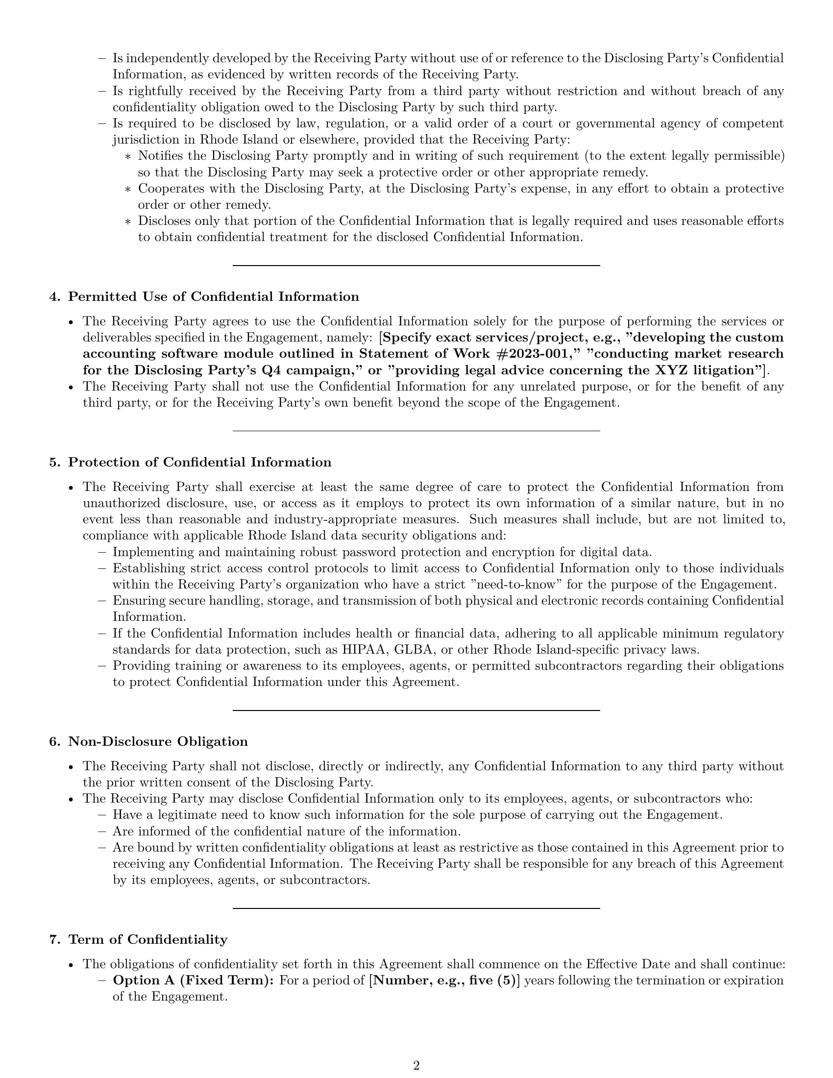 Preview page 2 of Pro Rhode Island independent contractor nda template