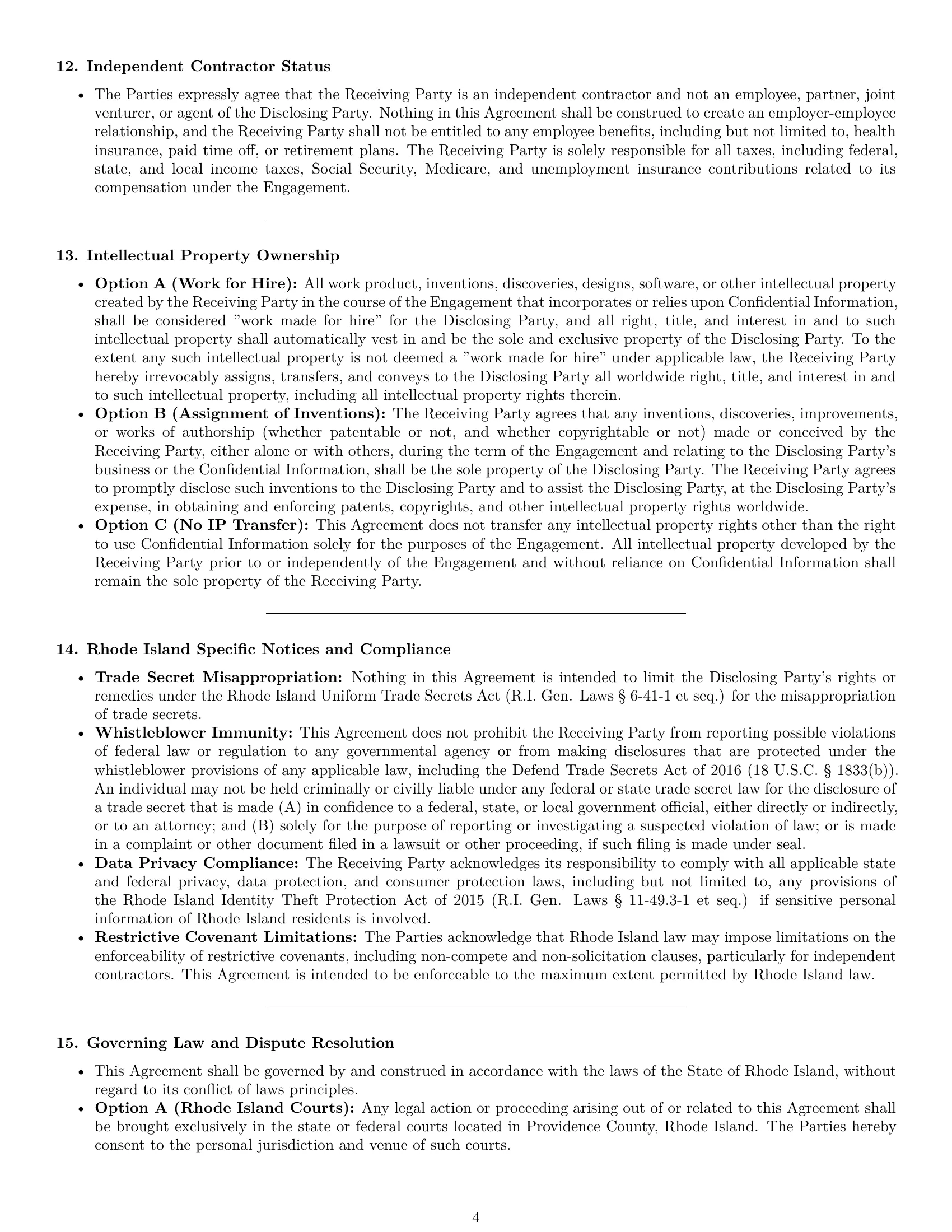 Preview page 4 of Pro Rhode Island independent contractor nda template
