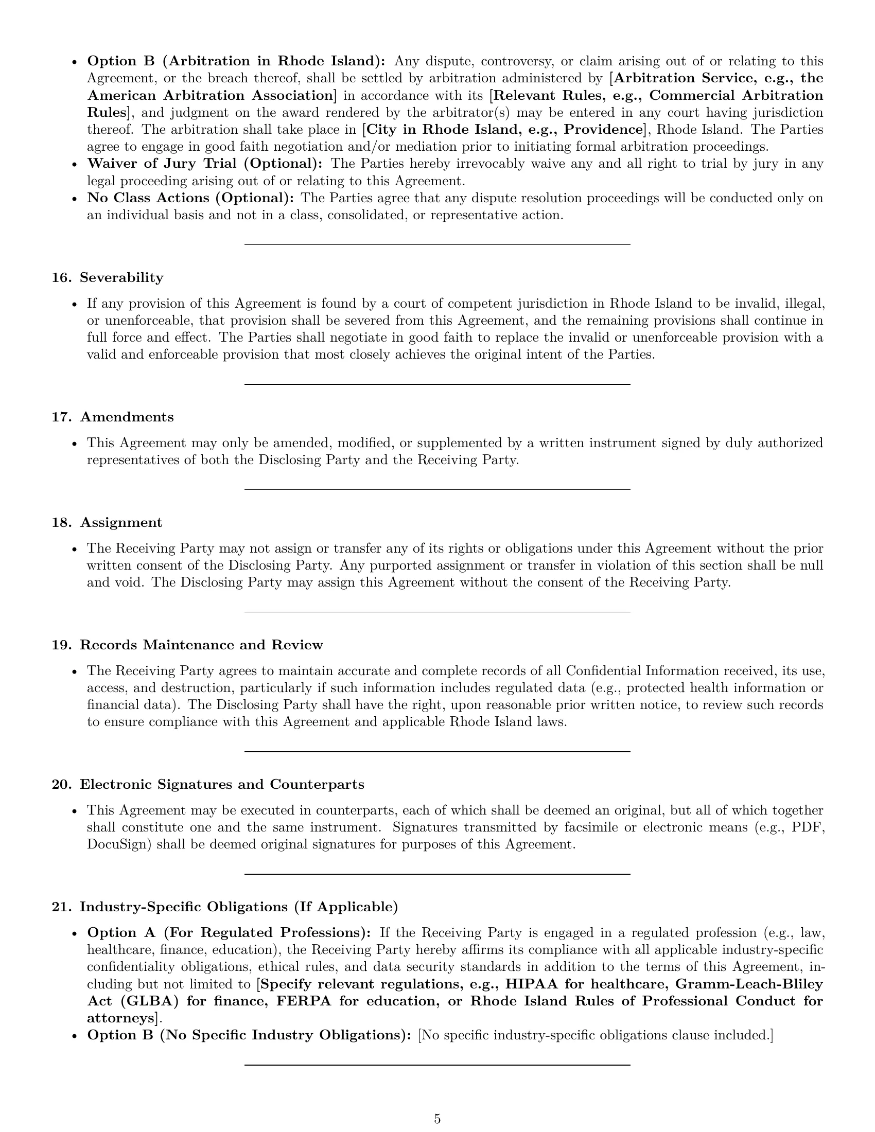 Preview page 5 of Pro Rhode Island independent contractor nda template