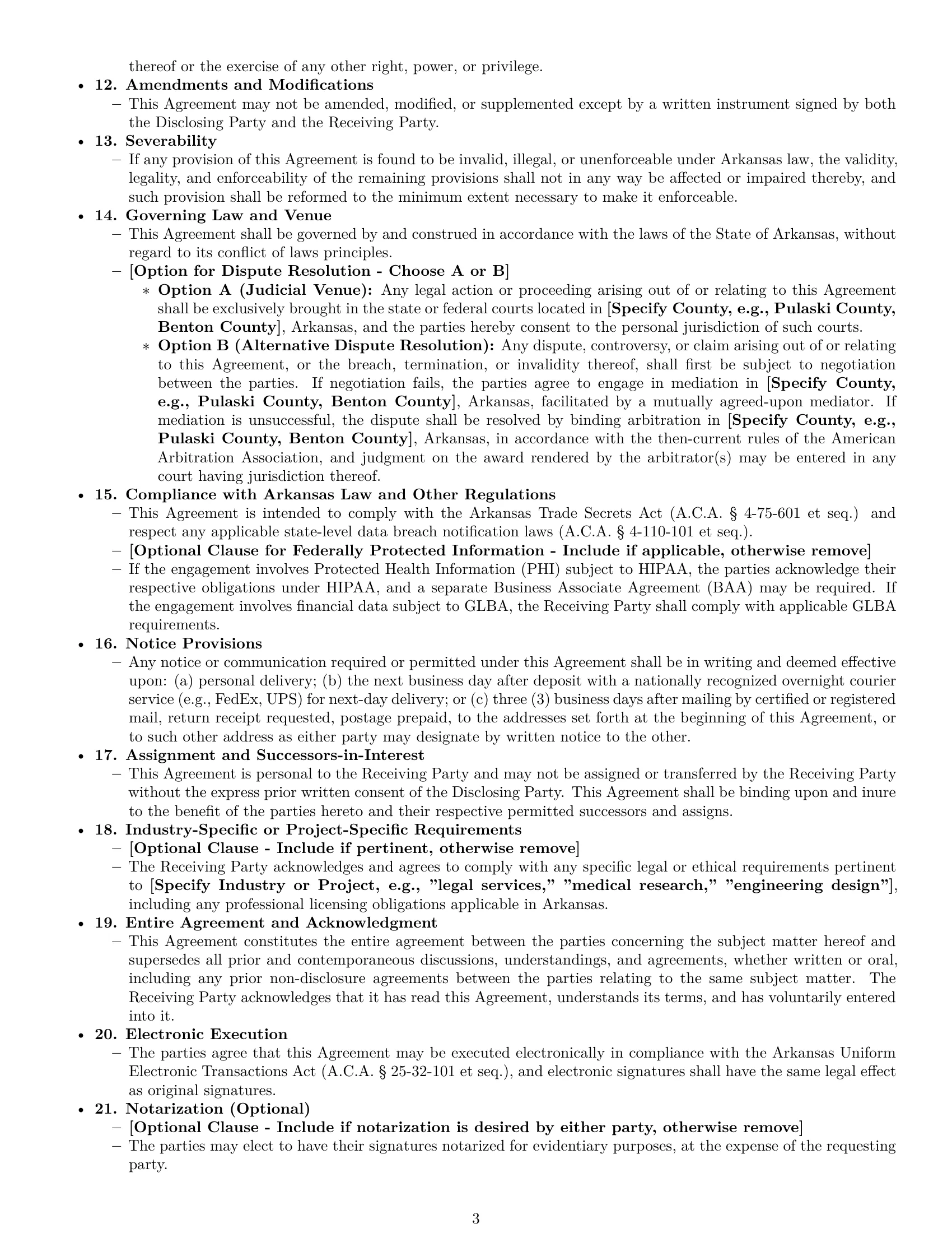 Preview page 3 of Pro Arkansas independent contractor nda template