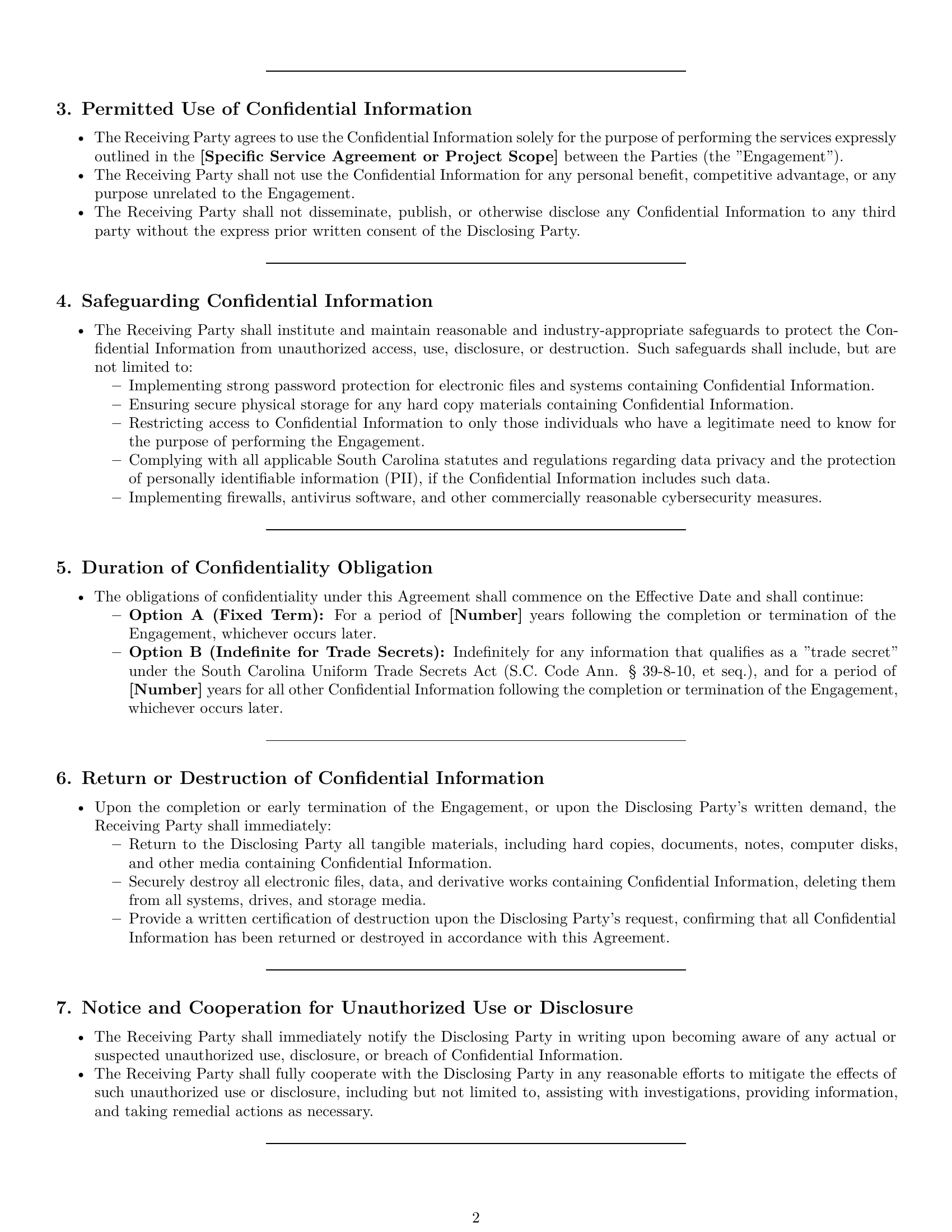 Preview page 2 of Pro South Carolina independent contractor nda template