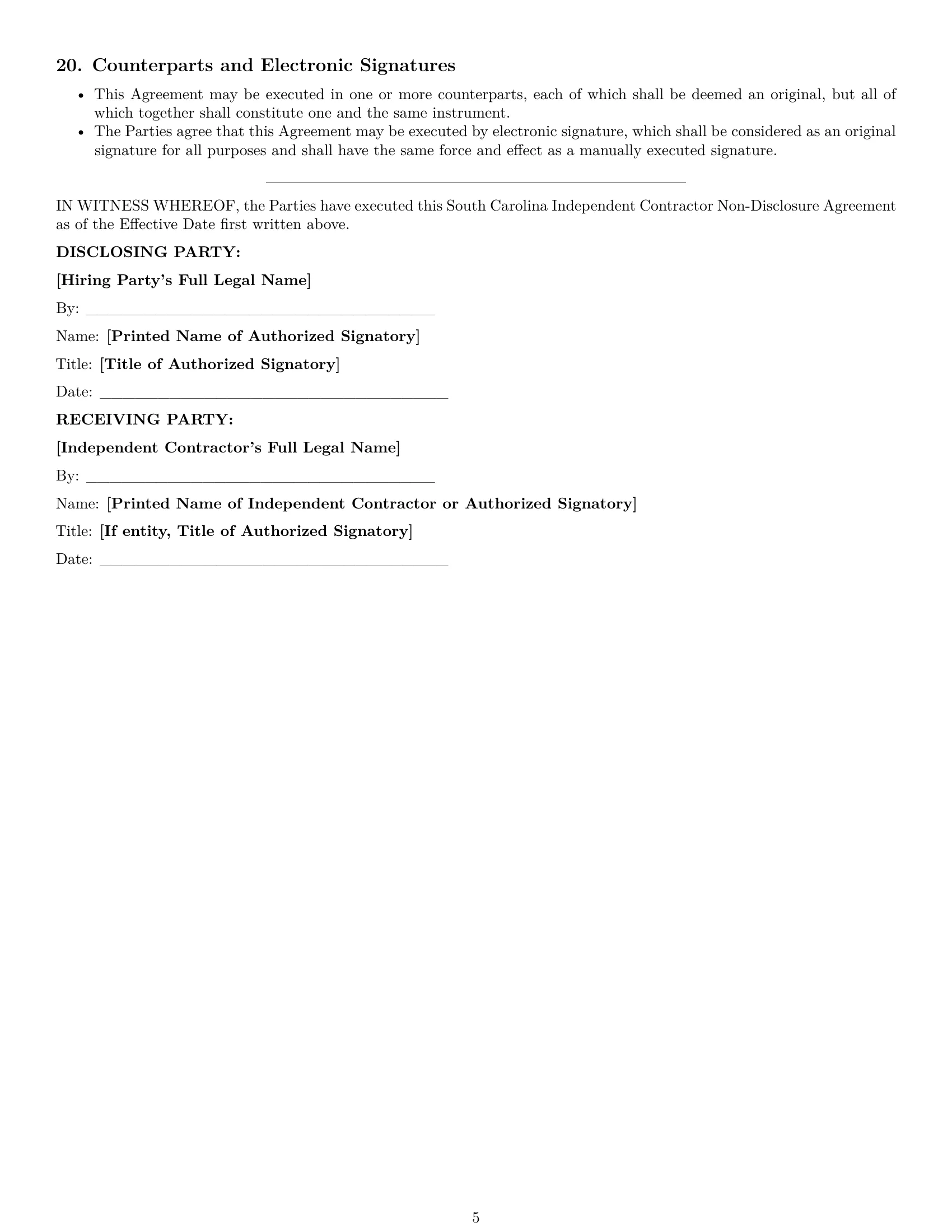 Preview page 5 of Pro South Carolina independent contractor nda template
