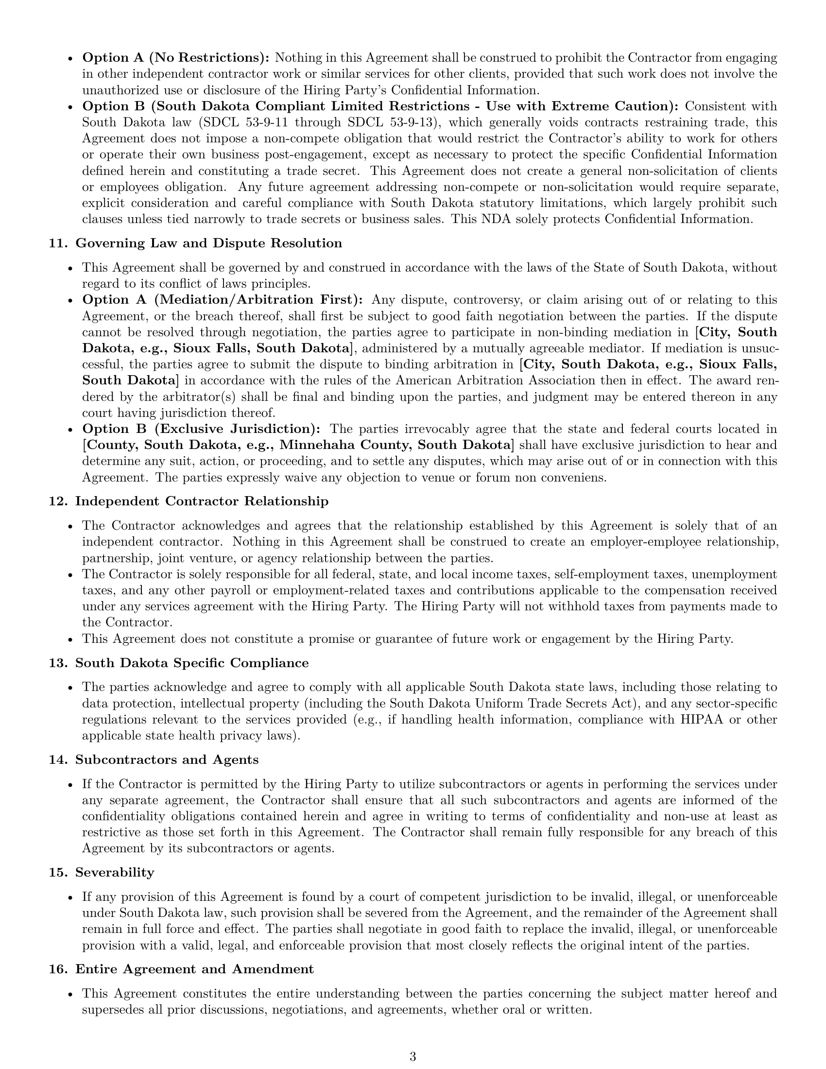 Preview page 3 of Pro South Dakota independent contractor nda template