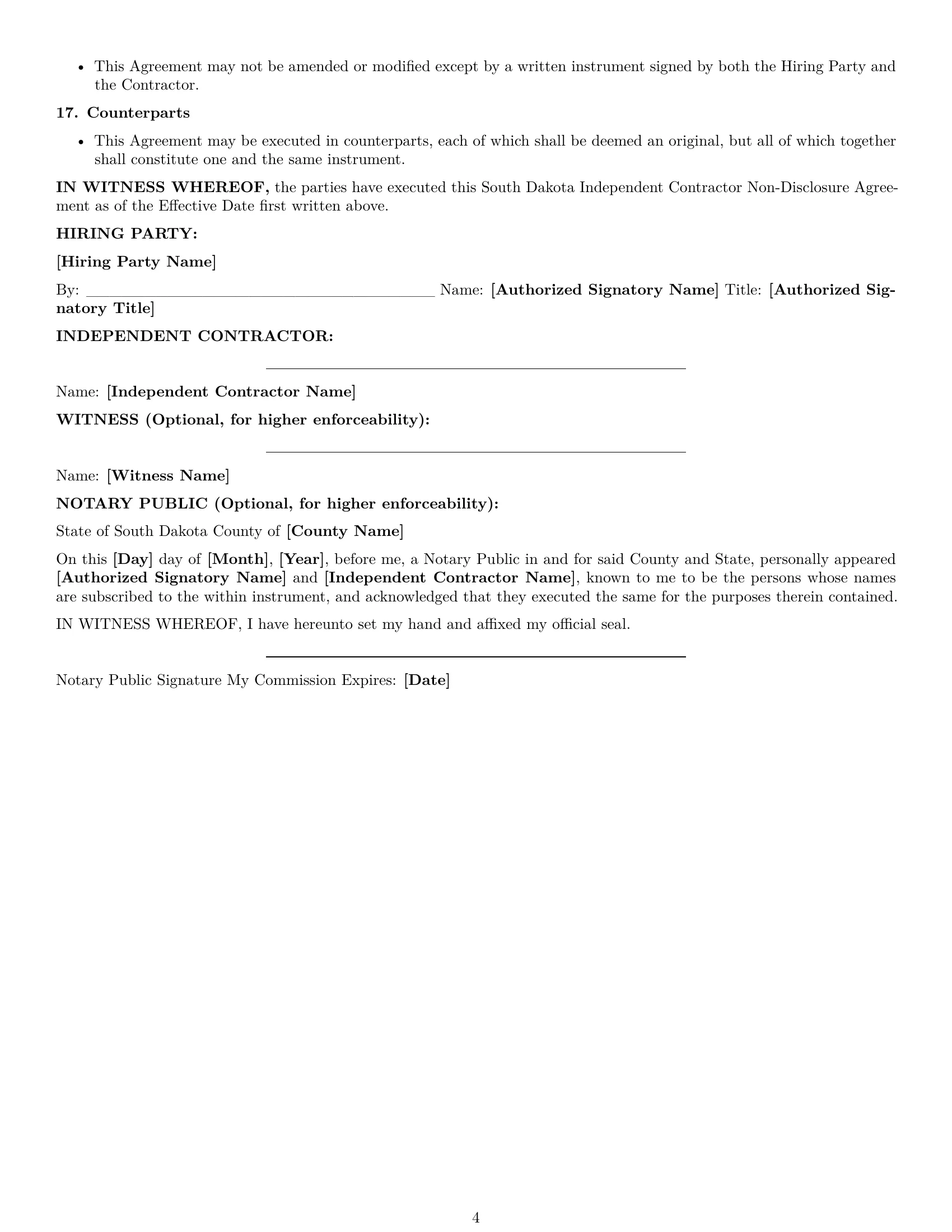 Preview page 4 of Pro South Dakota independent contractor nda template