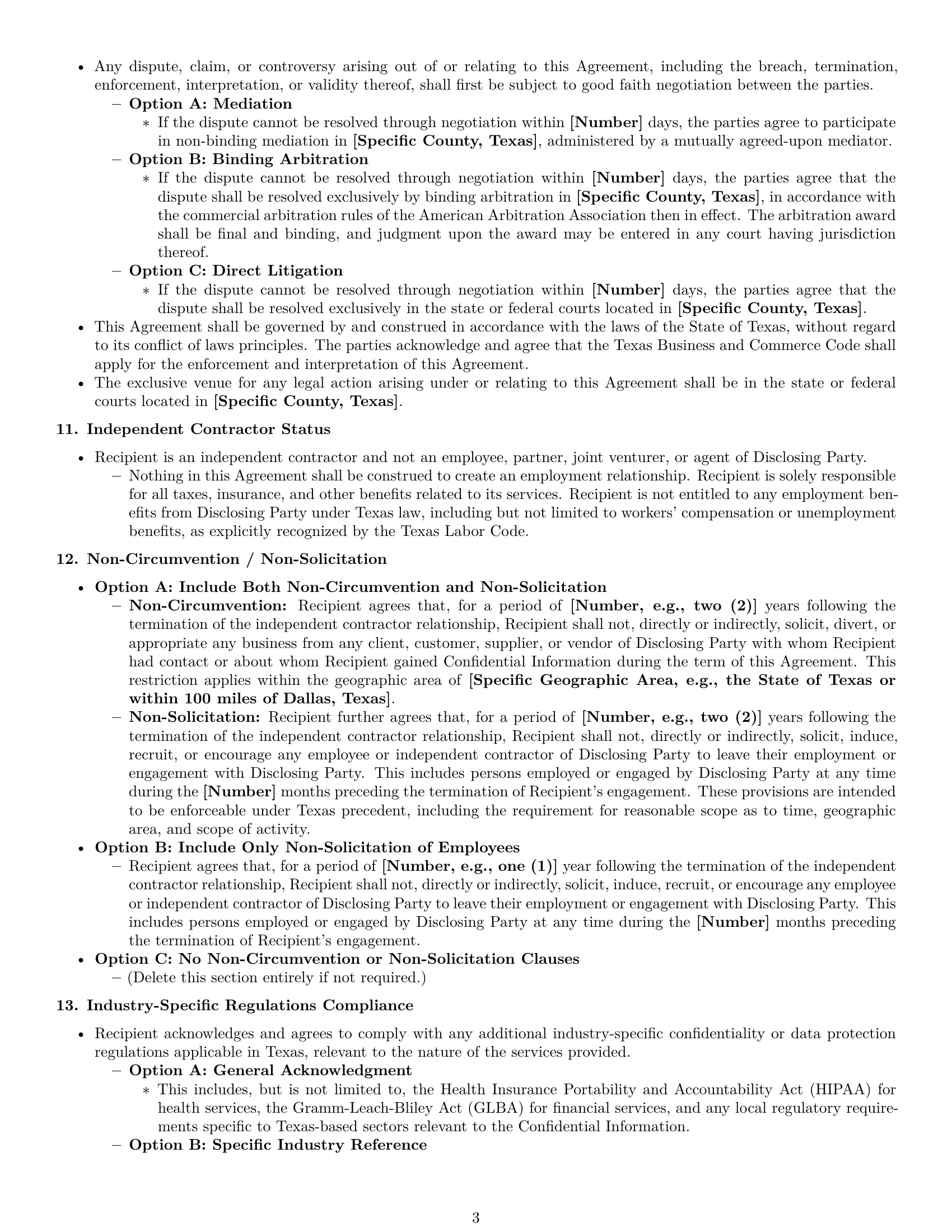 Preview page 3 of Pro Texas independent contractor nda template