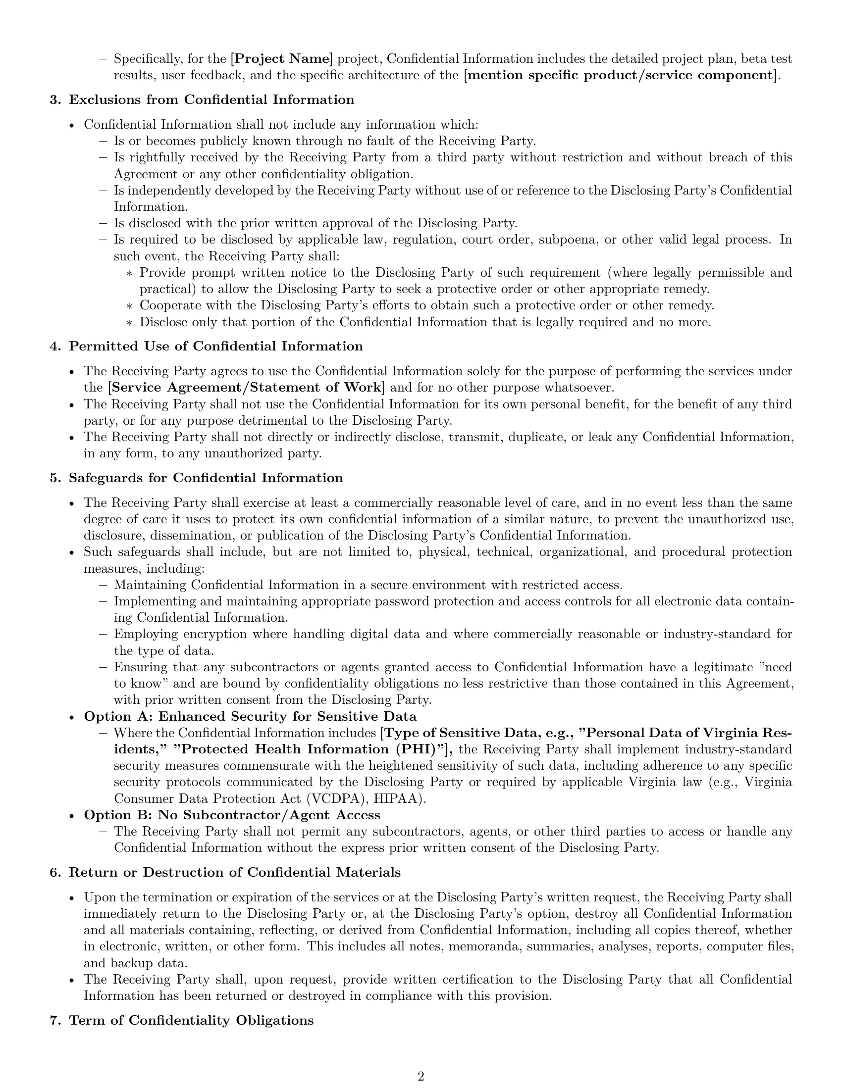 Preview page 2 of Pro Virginia independent contractor nda template