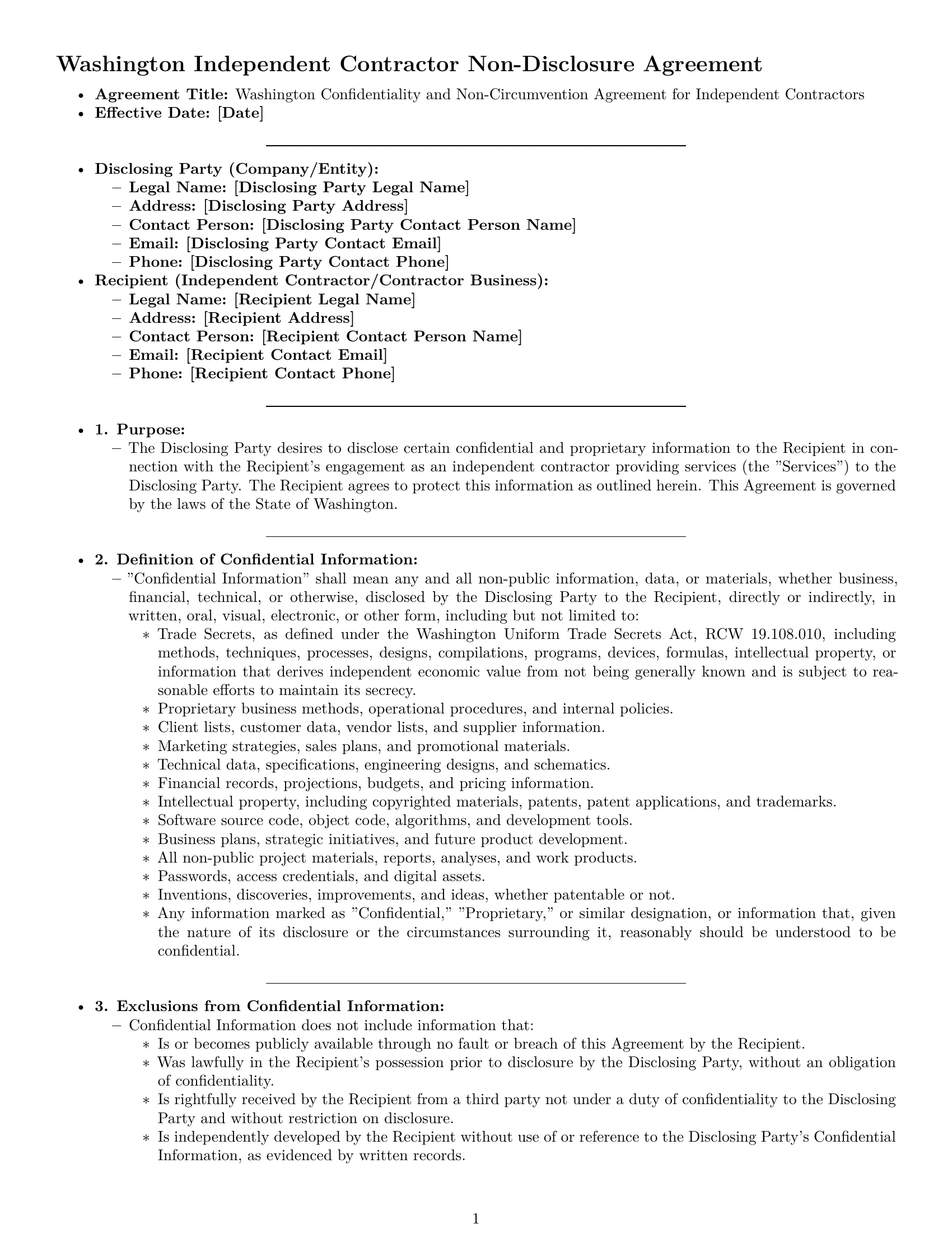 Preview page 1 of Pro Washington independent contractor nda template