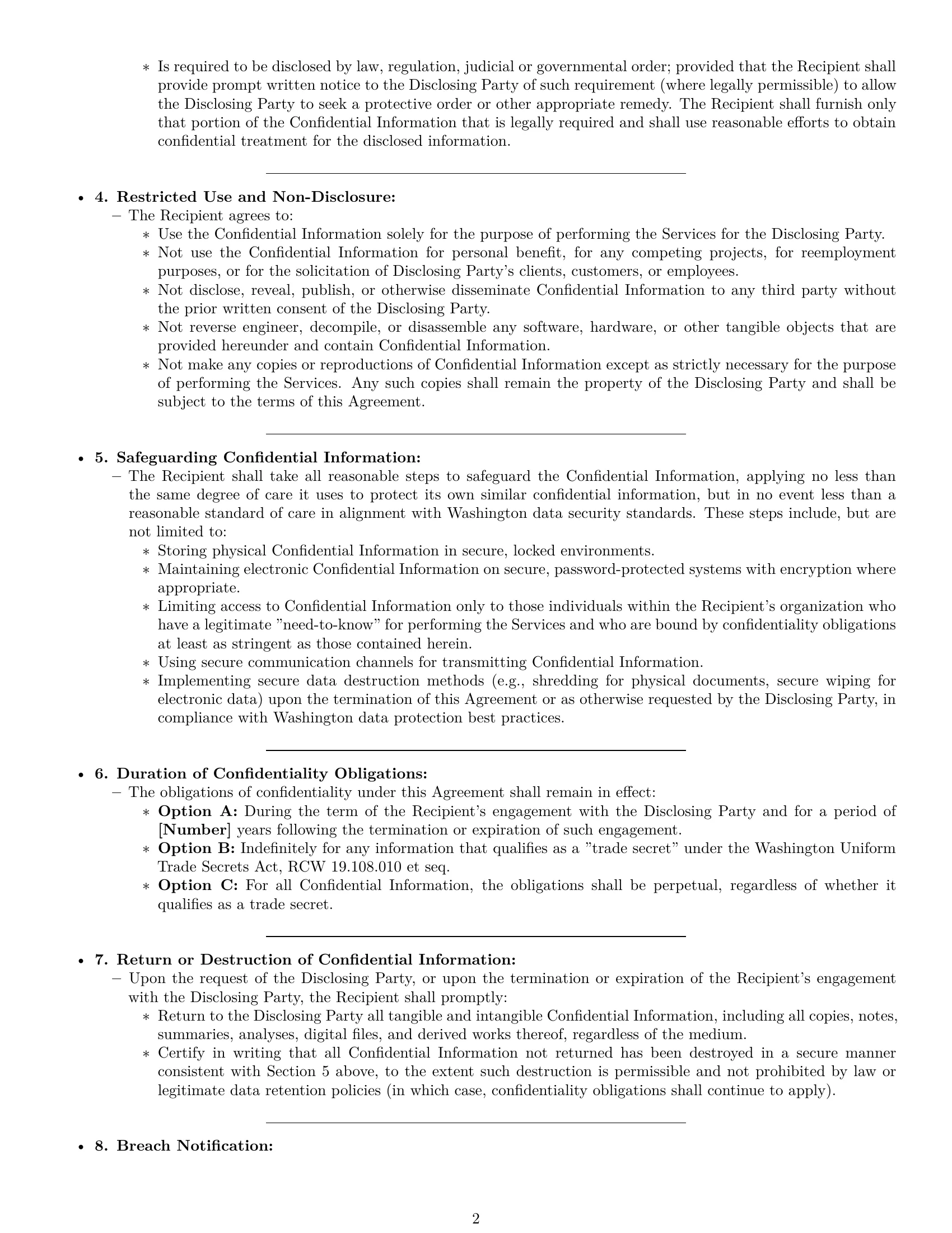 Preview page 2 of Pro Washington independent contractor nda template