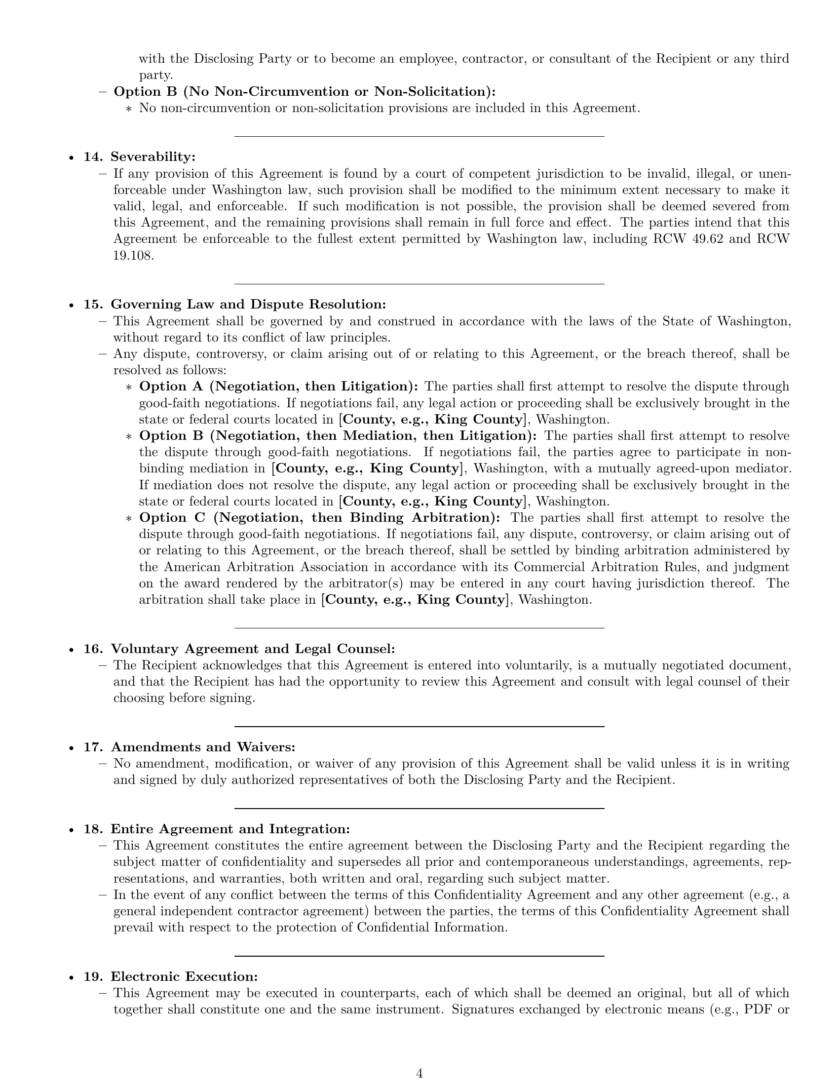 Preview page 4 of Pro Washington independent contractor nda template