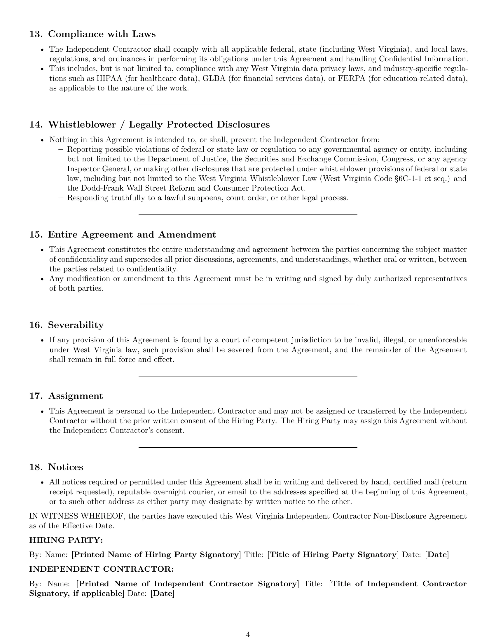 Preview page 4 of Pro West Virginia independent contractor nda template
