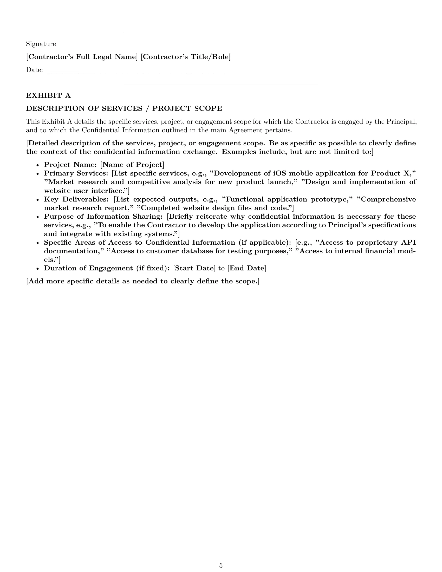 Preview page 5 of Pro Wisconsin independent contractor nda template