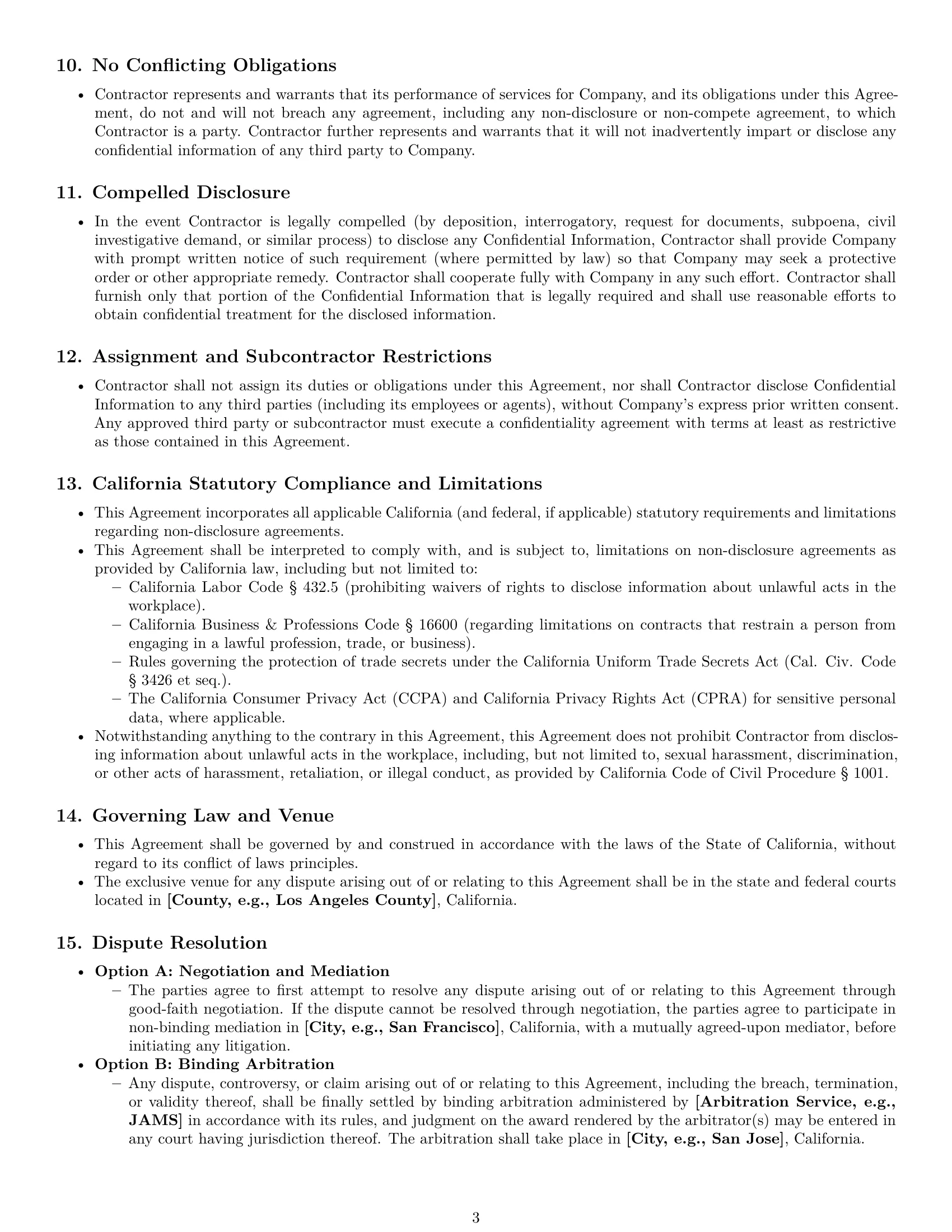 Preview page 3 of Pro California independent contractor nda template