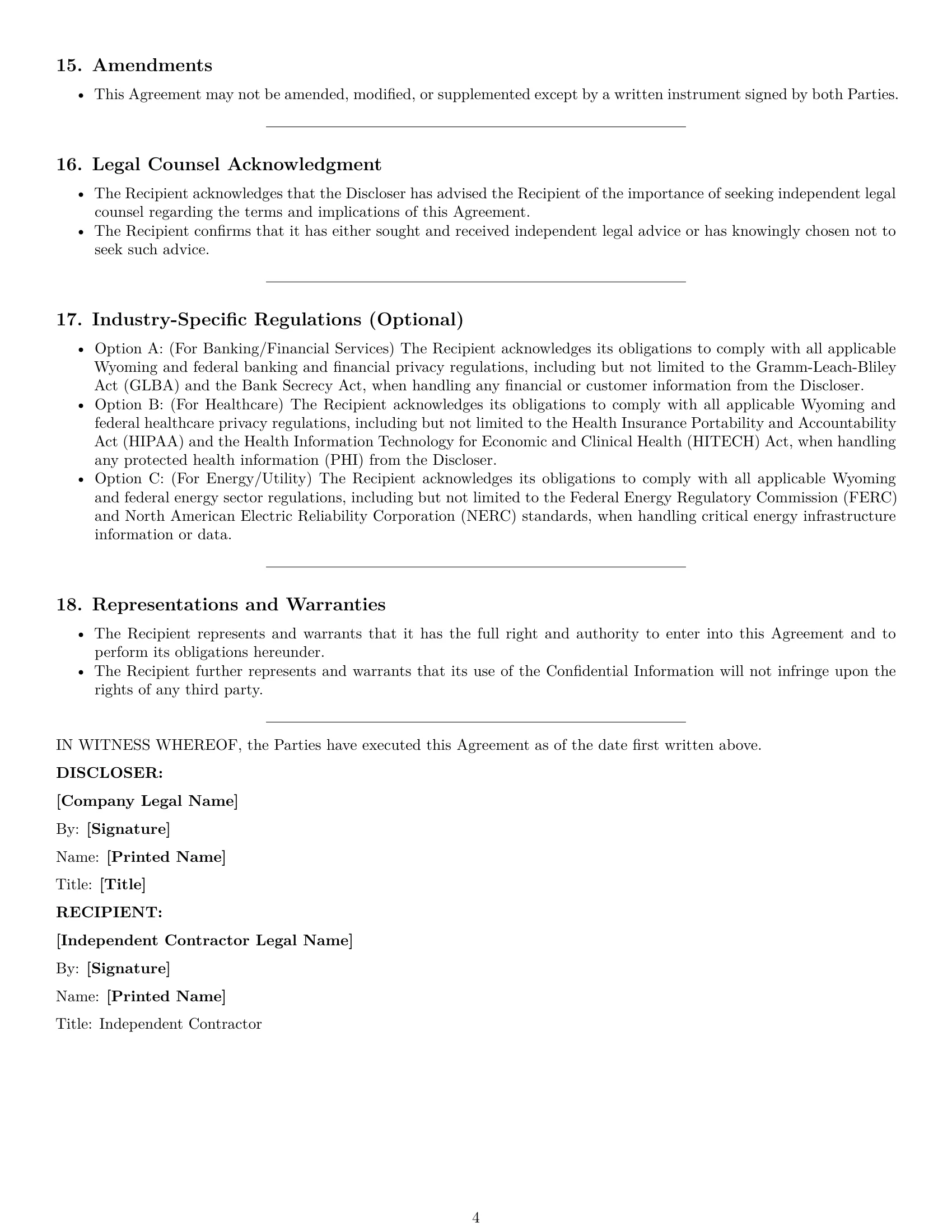 Preview page 4 of Pro Wyoming independent contractor nda template