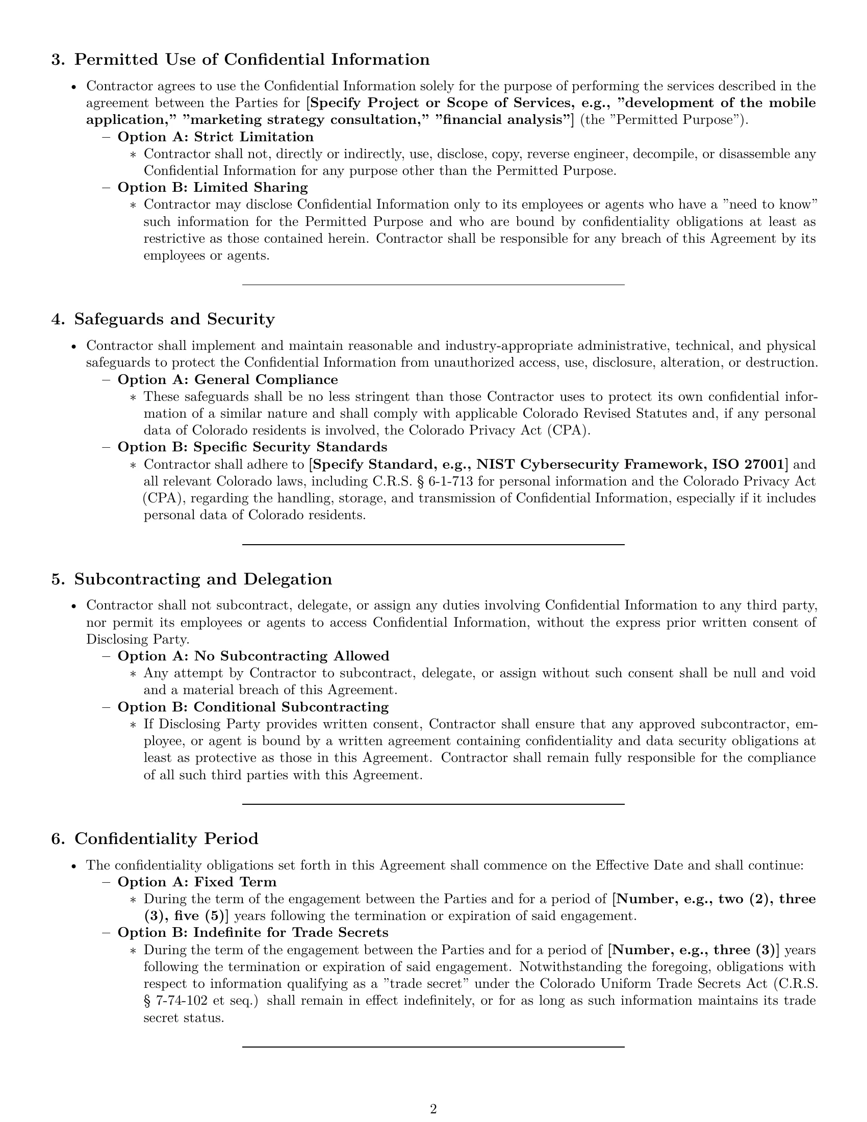 Preview page 2 of Pro Colorado independent contractor nda template