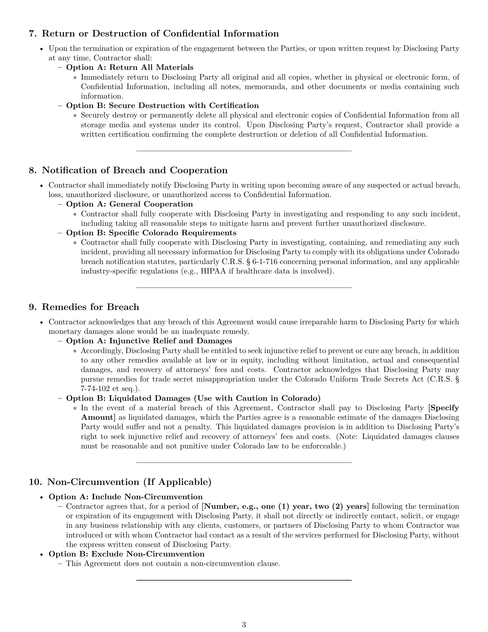 Preview page 3 of Pro Colorado independent contractor nda template