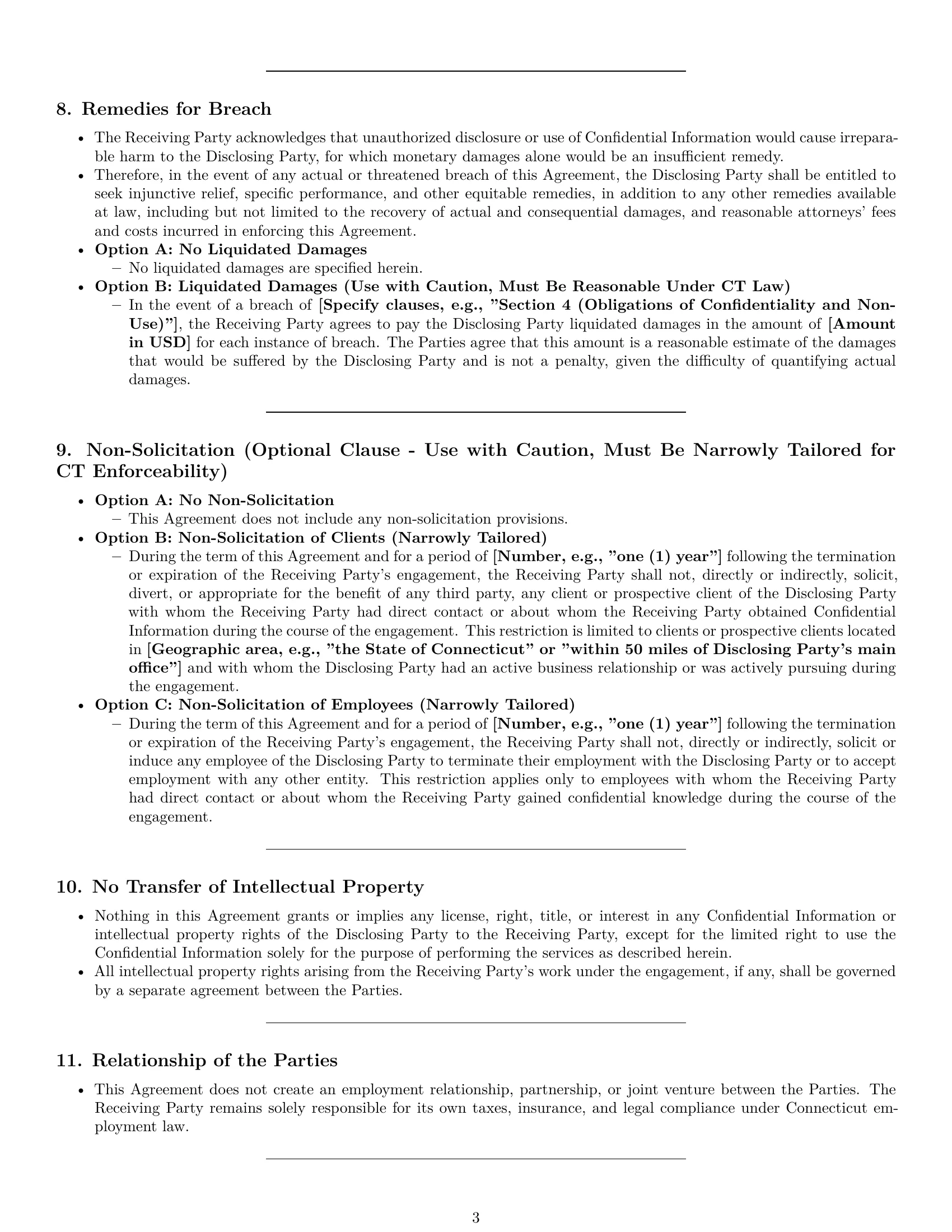 Preview page 3 of Pro Connecticut independent contractor nda template