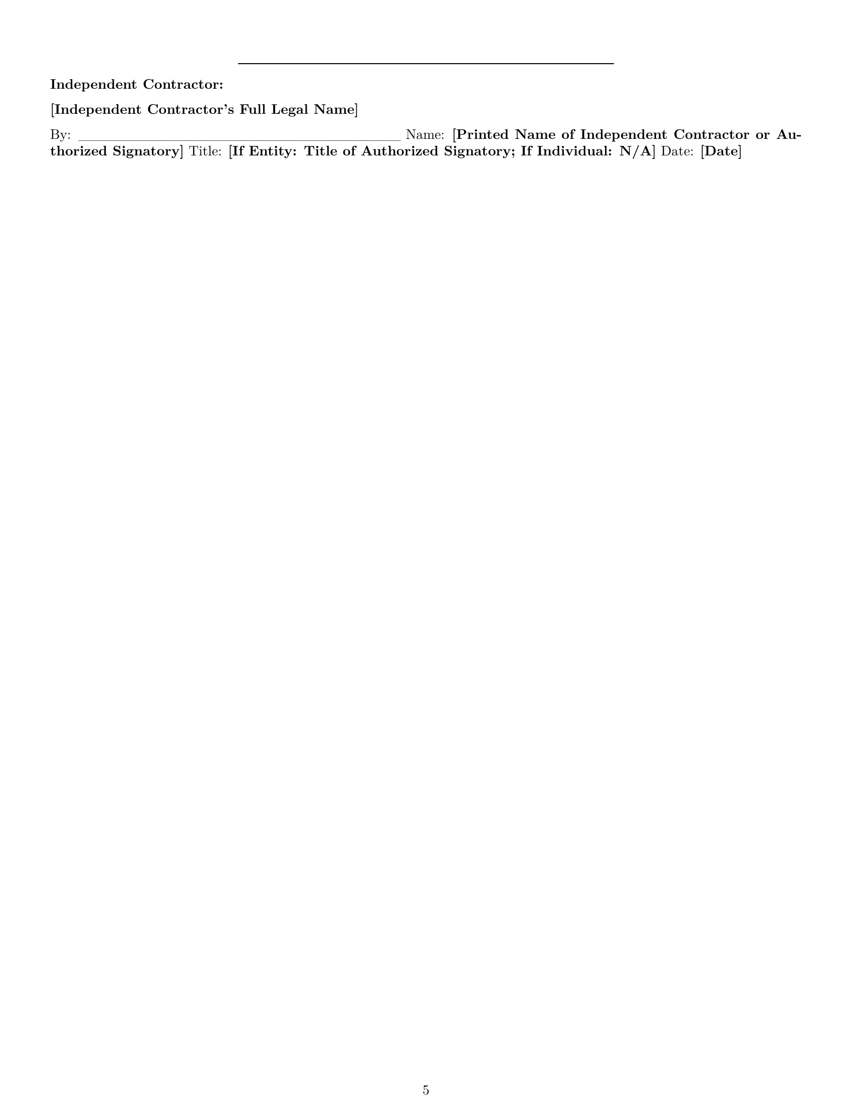 Preview page 5 of Pro Florida independent contractor nda template