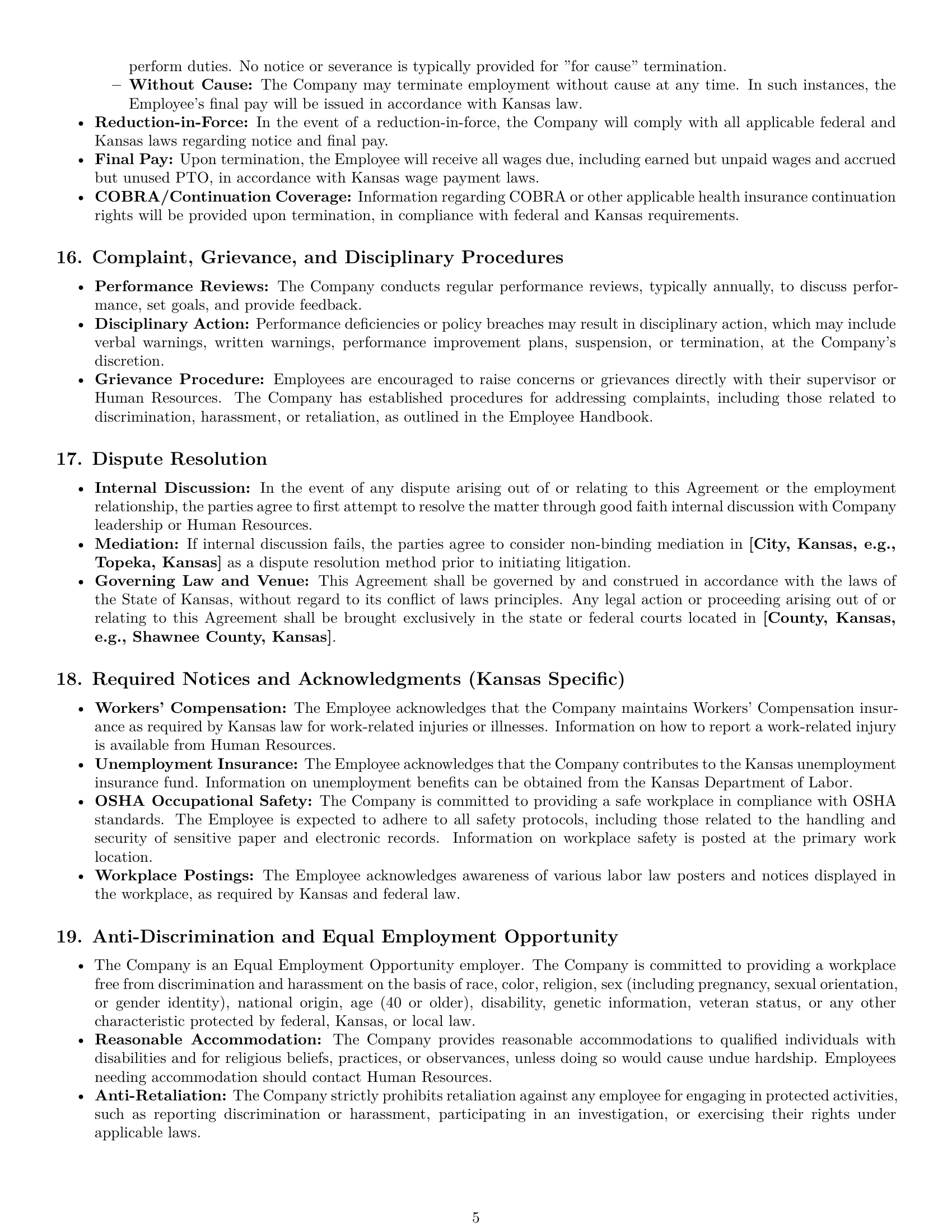 Preview page 5 of Pro Kansas executive assistant employment contract template