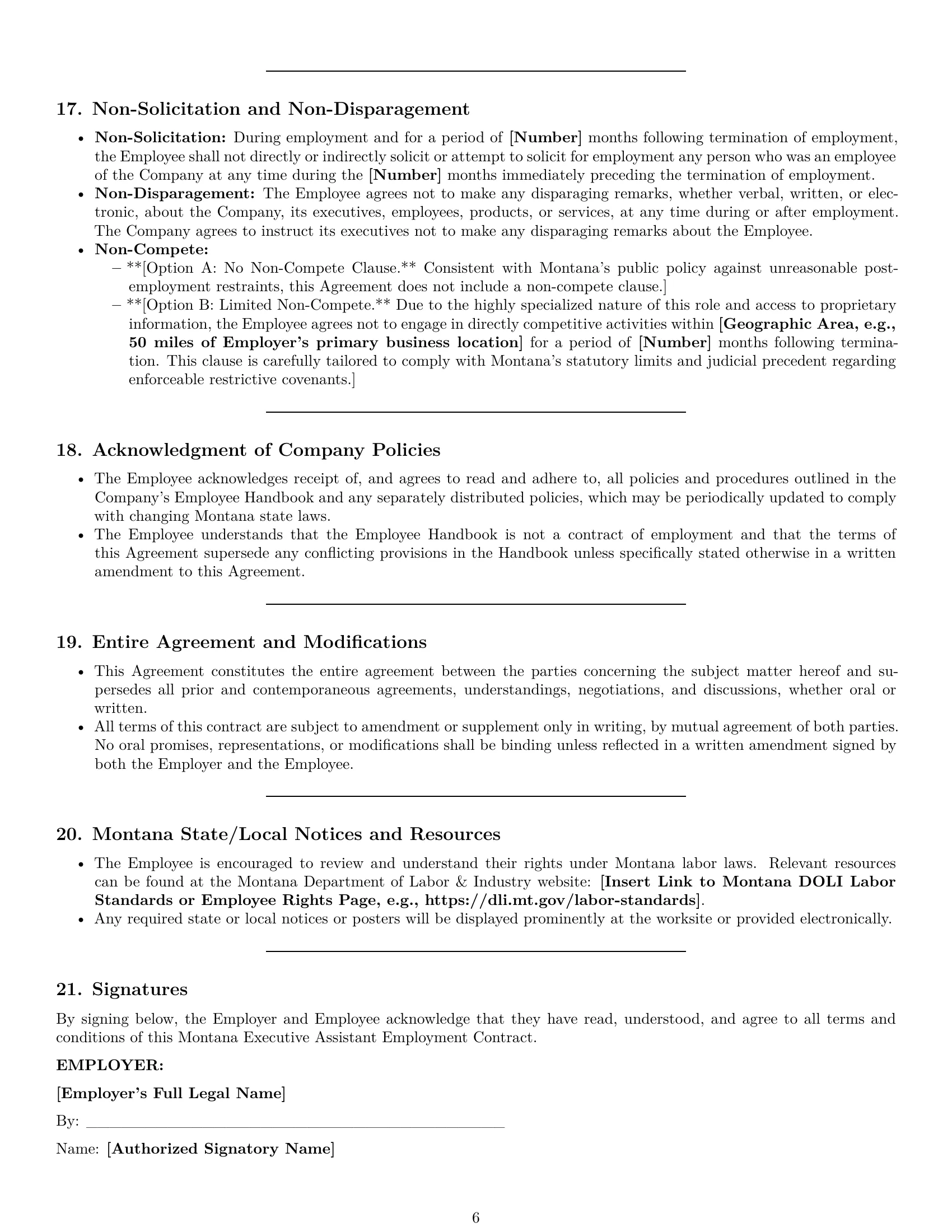 Preview page 6 of Pro Montana executive assistant employment contract template
