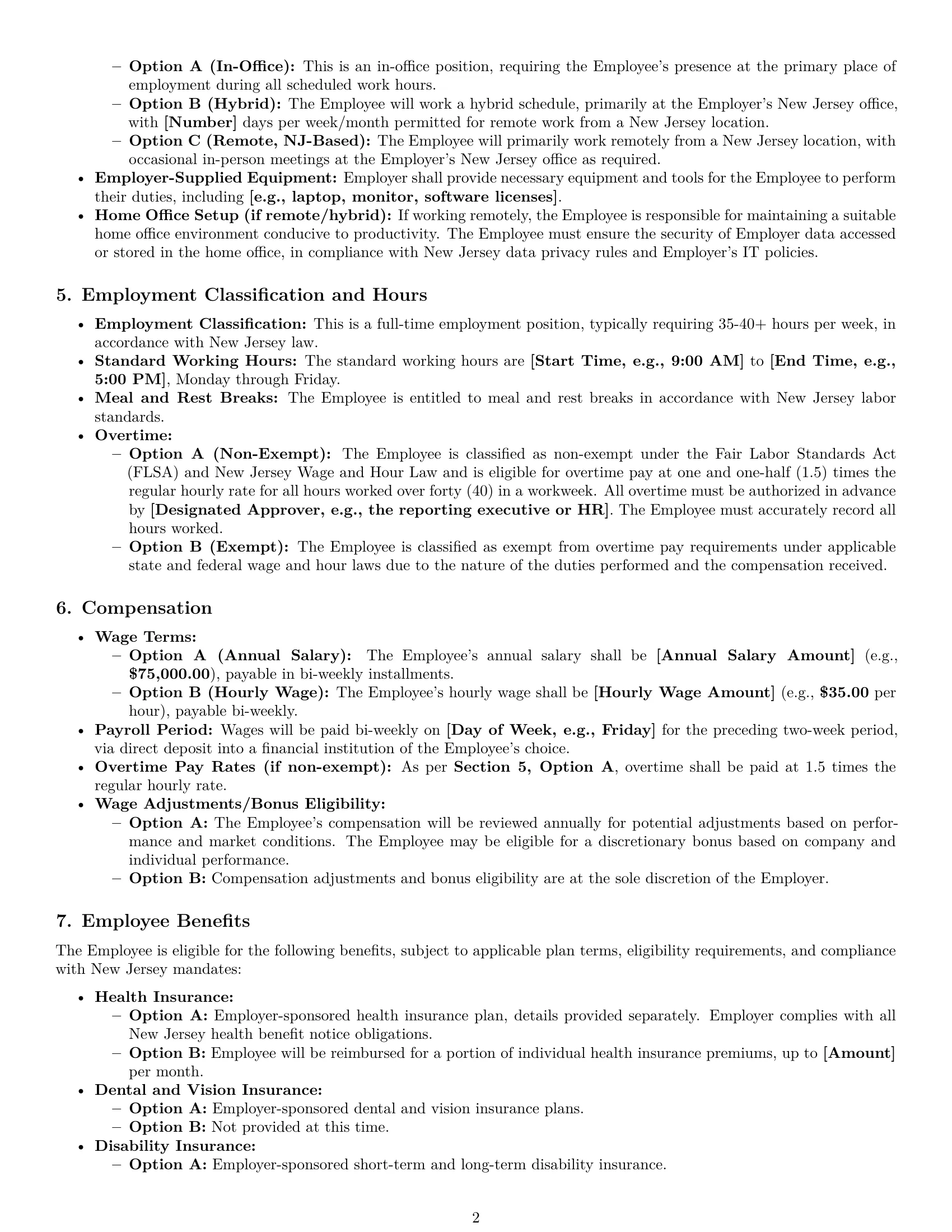 Preview page 2 of Pro New Jersey executive assistant employment contract template
