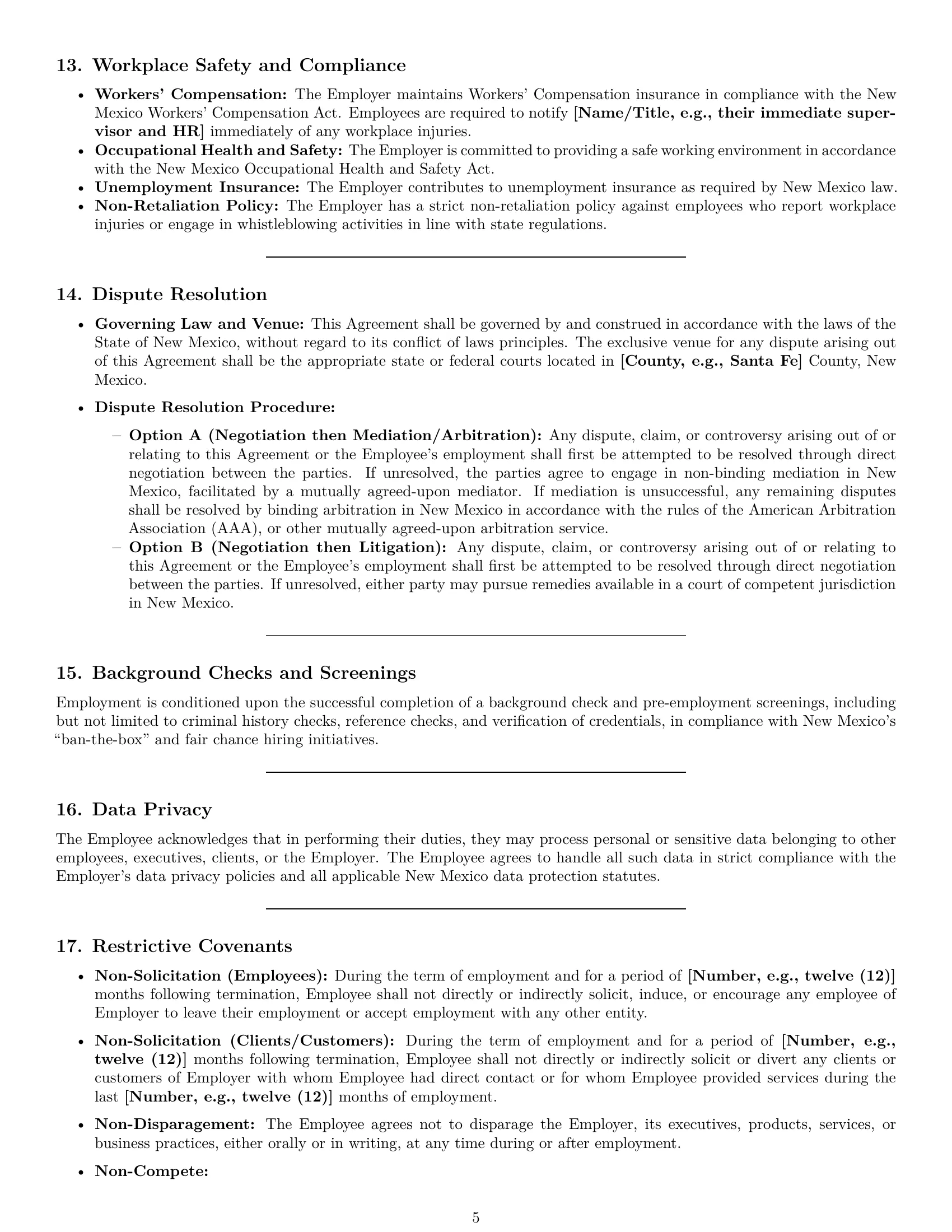 Preview page 5 of Pro New Mexico executive assistant employment contract template