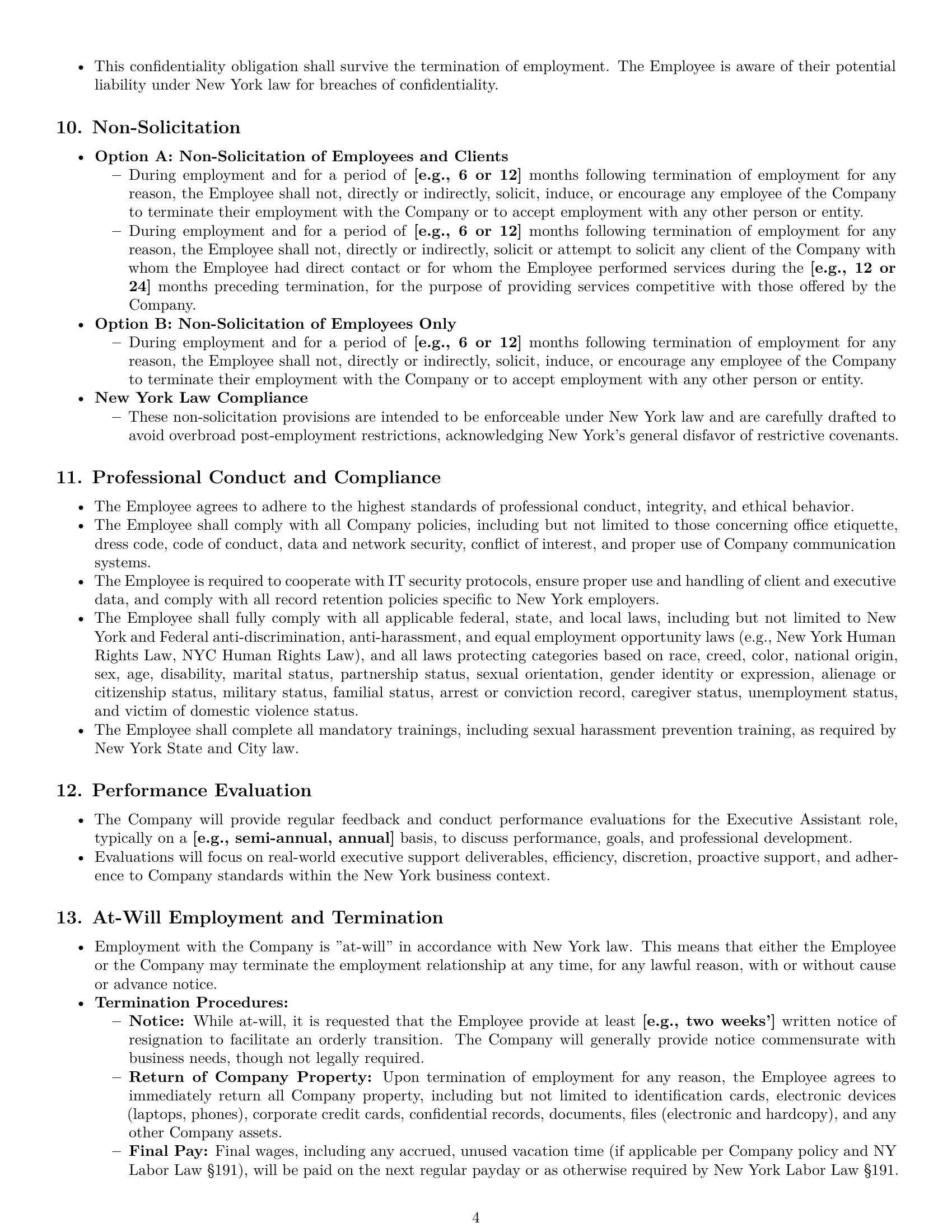 Preview page 4 of Pro New York executive assistant employment contract template
