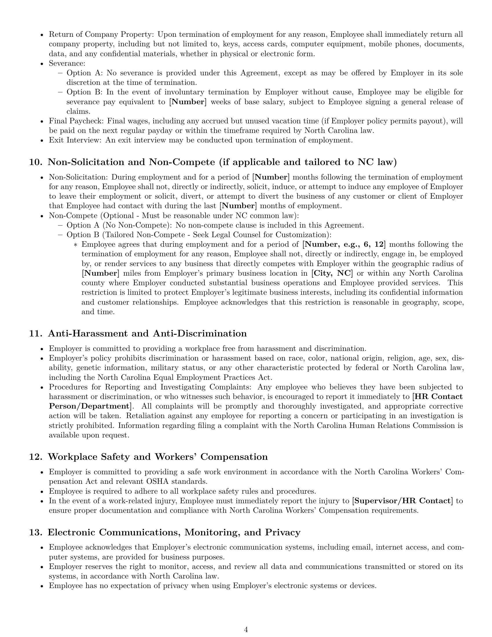 Preview page 4 of Pro North Carolina executive assistant employment contract template