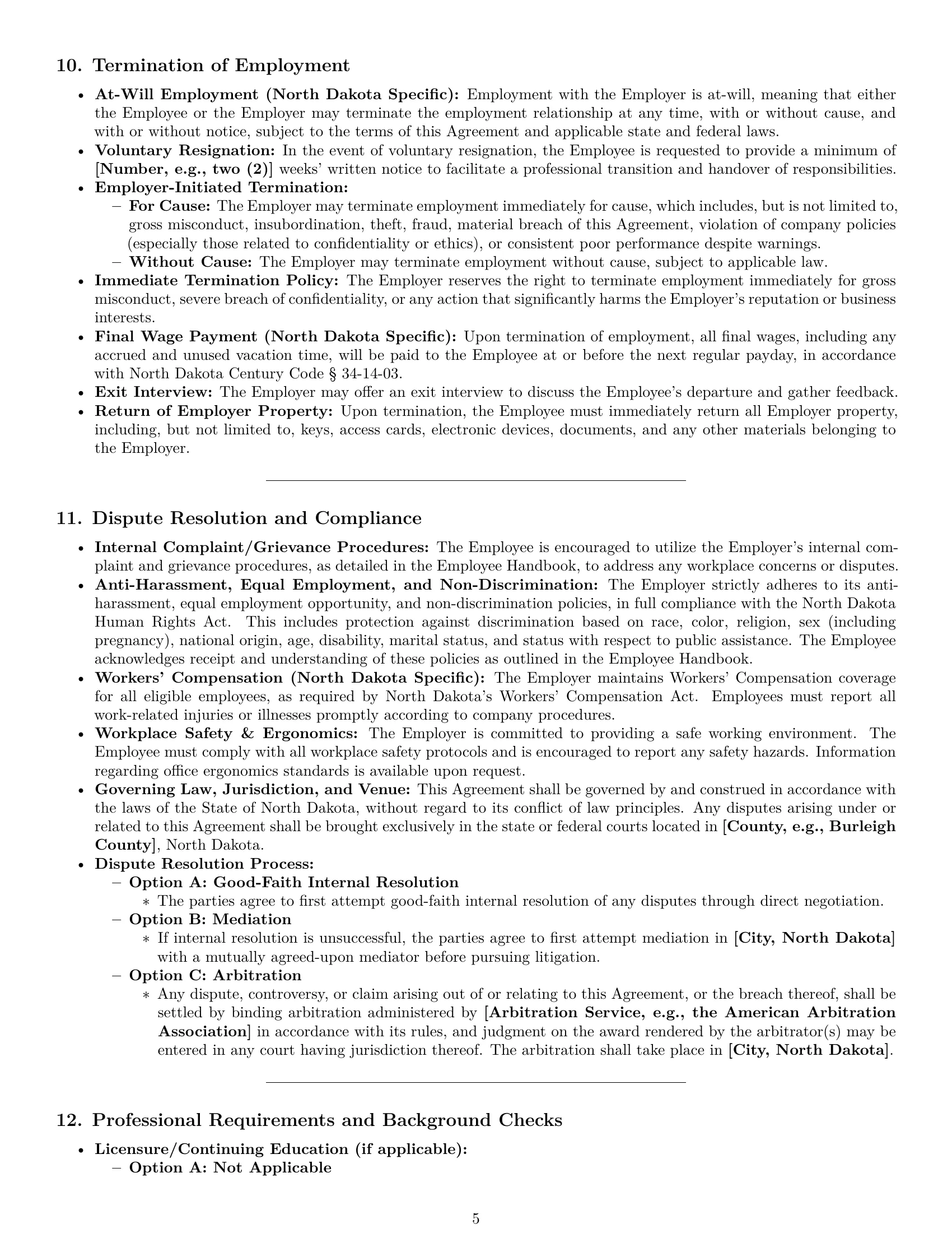 Preview page 5 of Pro North Dakota executive assistant employment contract template