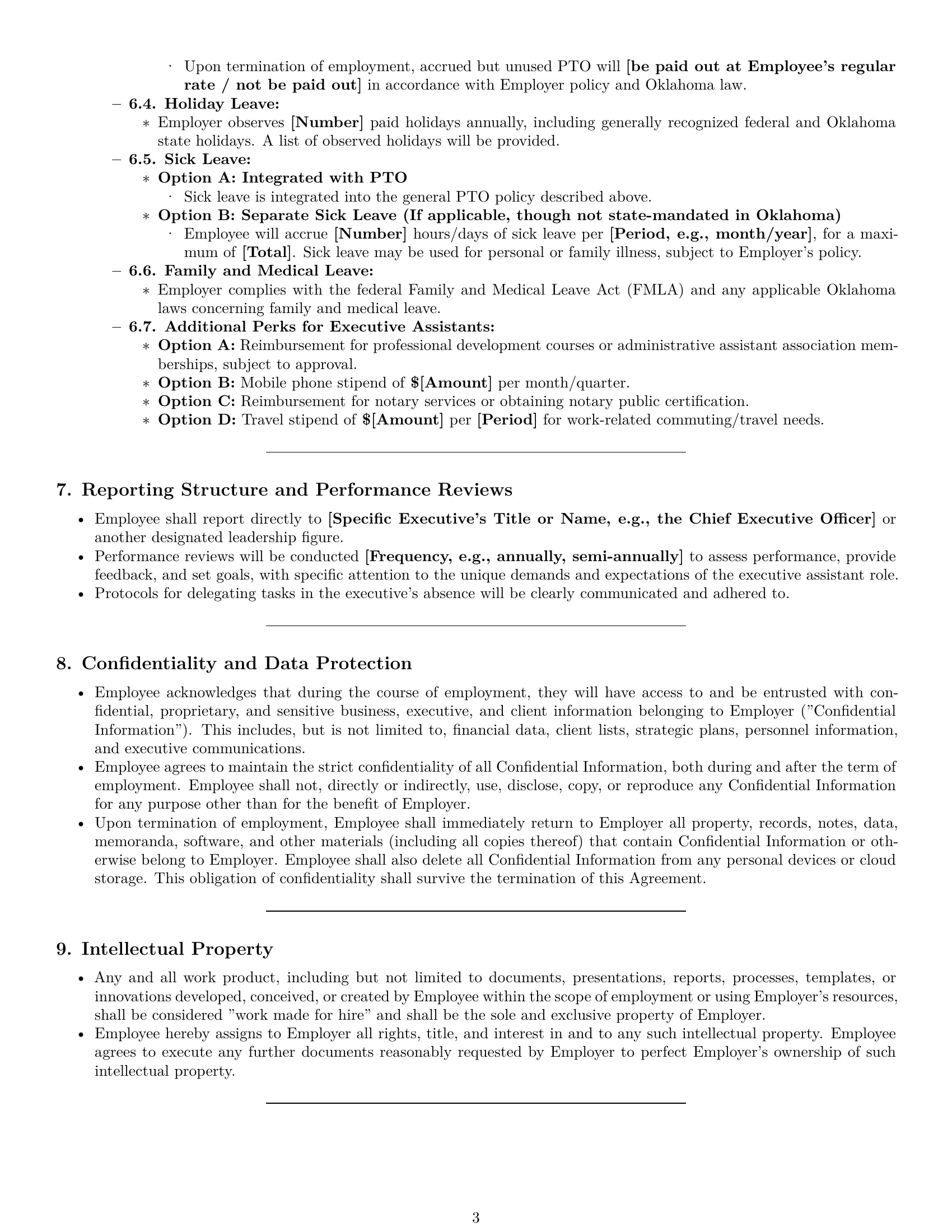 Preview page 3 of Pro Oklahoma executive assistant employment contract template