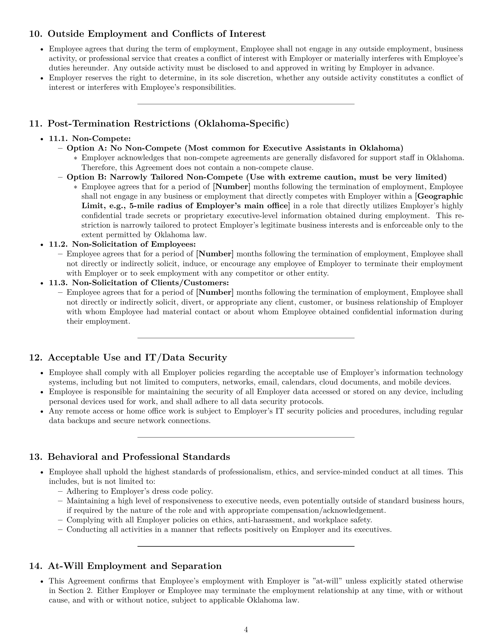 Preview page 4 of Pro Oklahoma executive assistant employment contract template