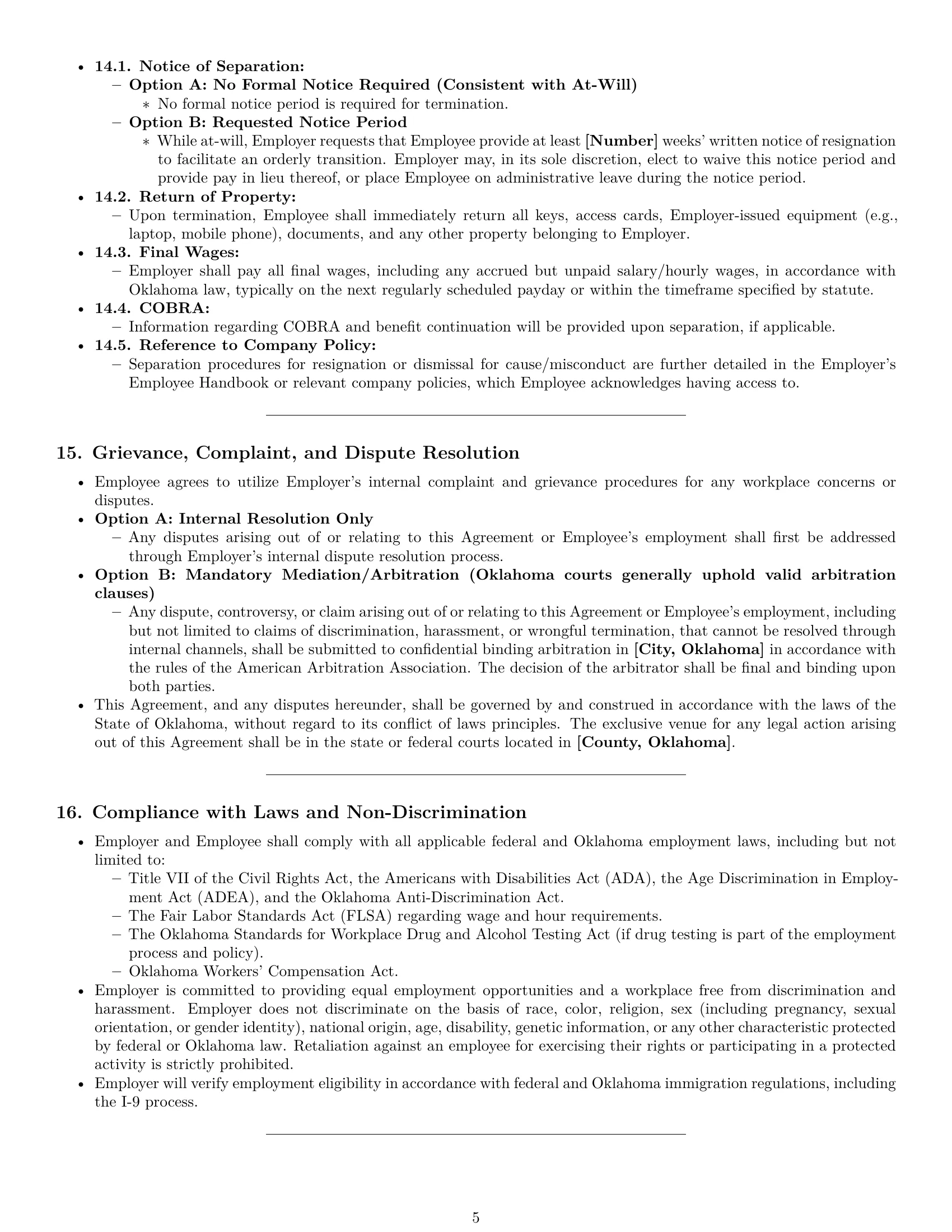 Preview page 5 of Pro Oklahoma executive assistant employment contract template