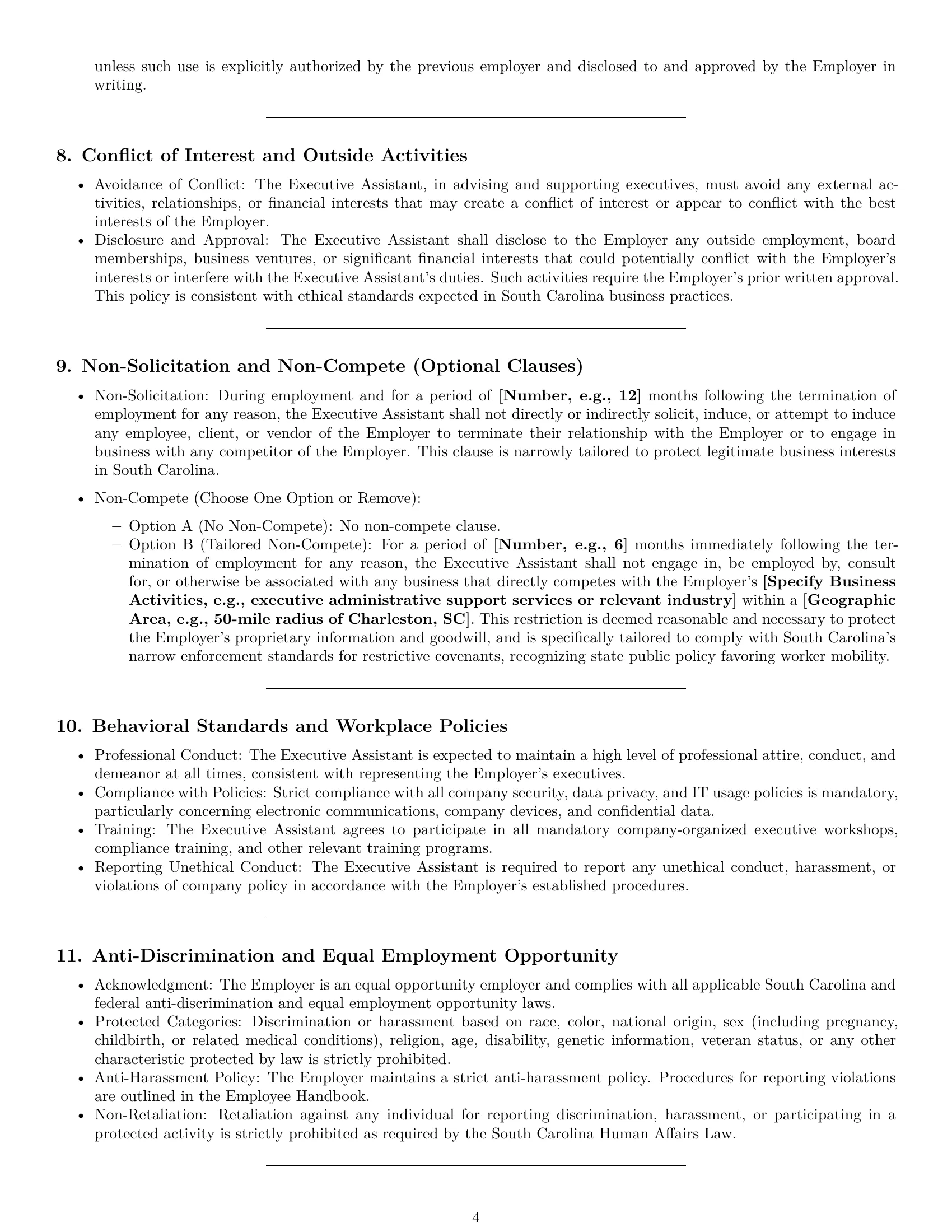 Preview page 4 of Pro South Carolina executive assistant employment contract template