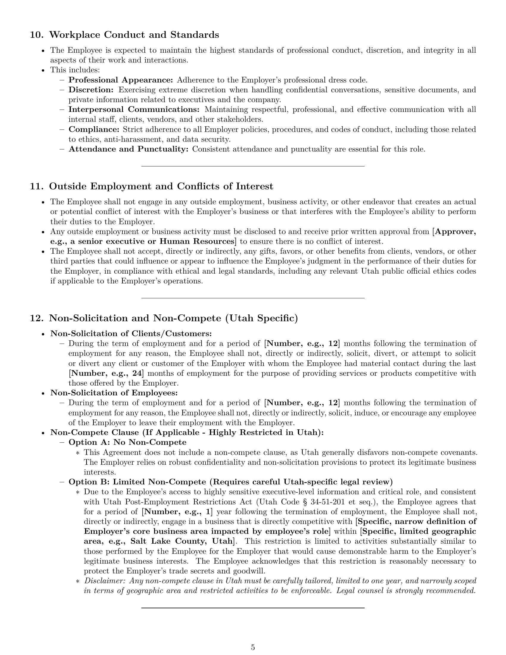 Preview page 5 of Pro Utah executive assistant employment contract template