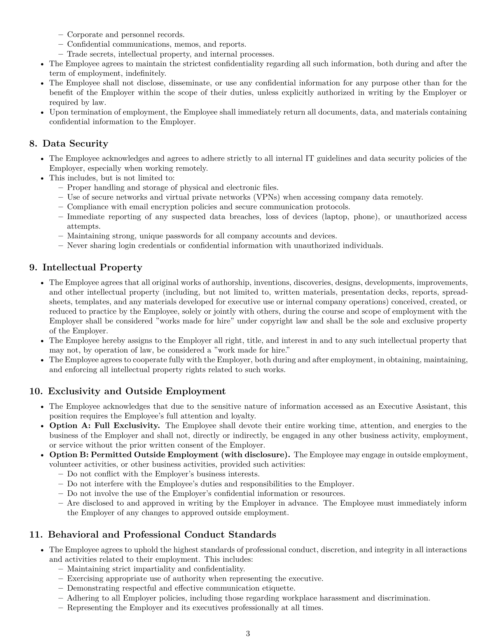 Preview page 3 of Pro Wyoming executive assistant employment contract template