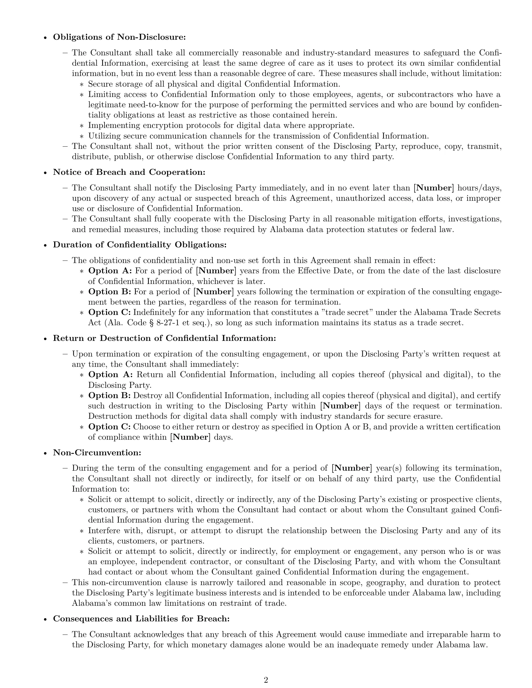 Preview page 2 of Pro Alabama consultant nda template